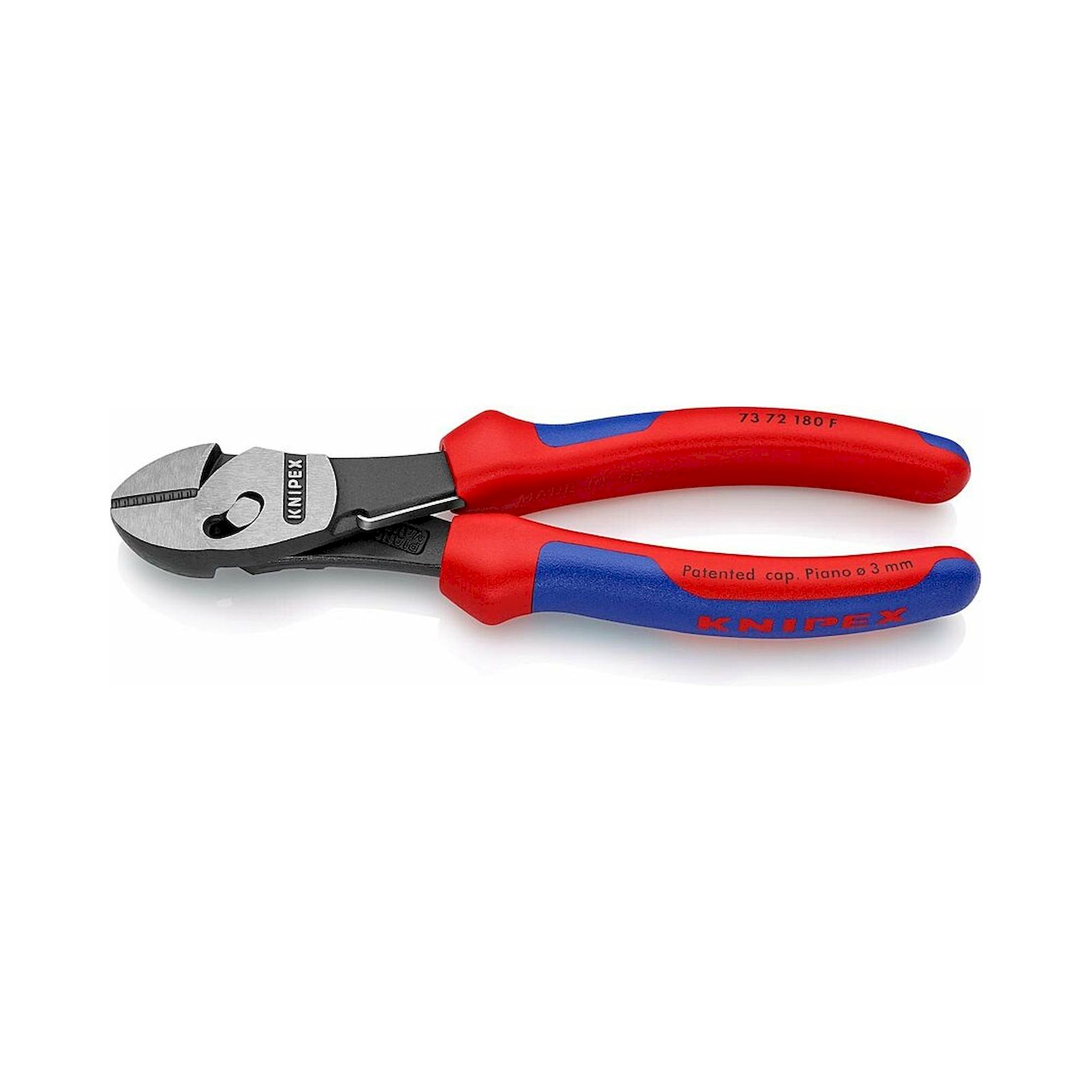 Knipex 73 72 180 F. TwinForce® Hochleistungs-Seitenschneider mit Öffnungsfeder, schwarz atramentiert, 180 mm