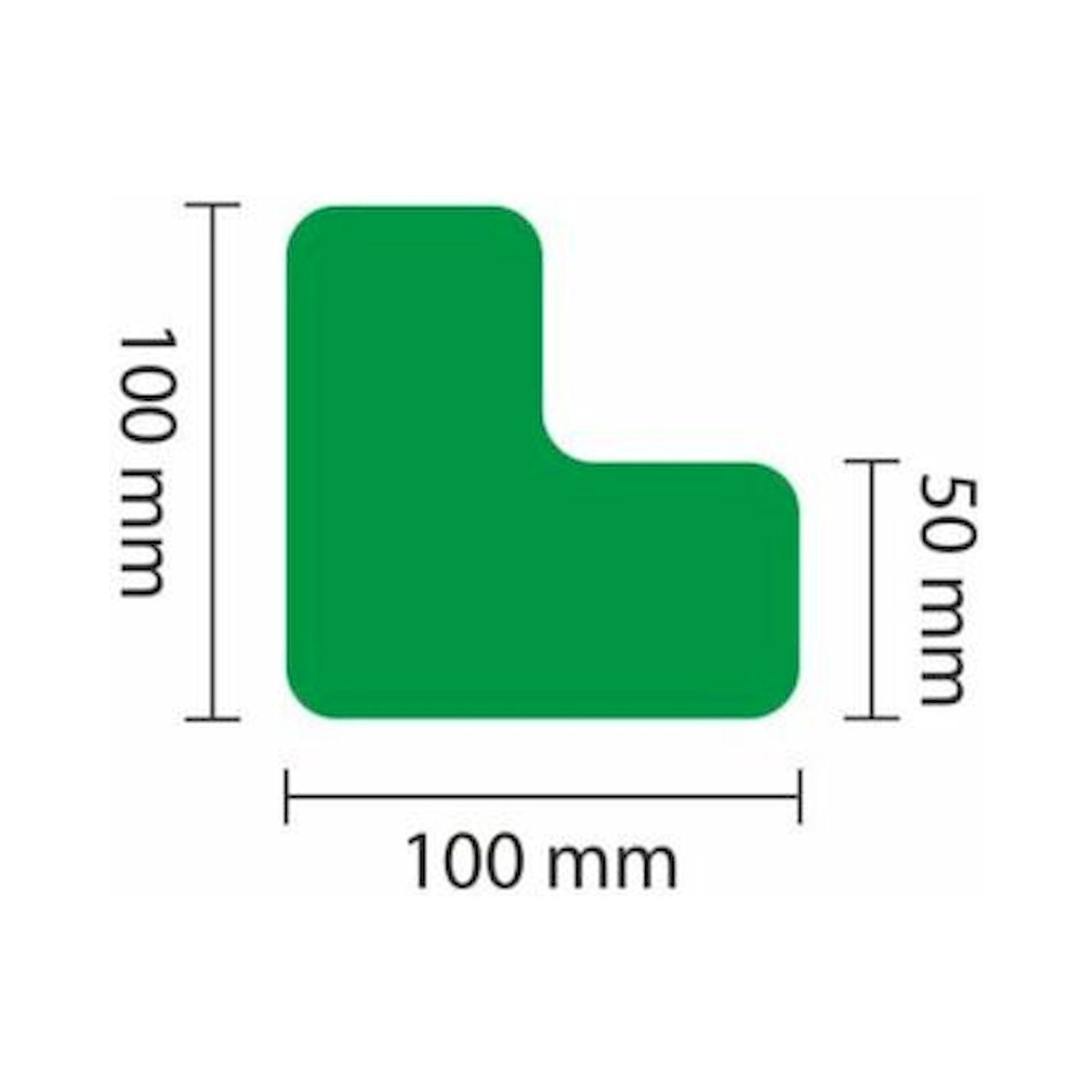 1A Tapes 5110.02.060. WT-5110 Lagerplatzkennz. grün Winkel 50mm x 100mm, VPE 25 Stück