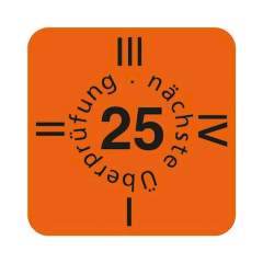 Warmbier 2850.6035.25.D. Fälligkeitsmarke,Datumskleber, deutsch, orange, 2025