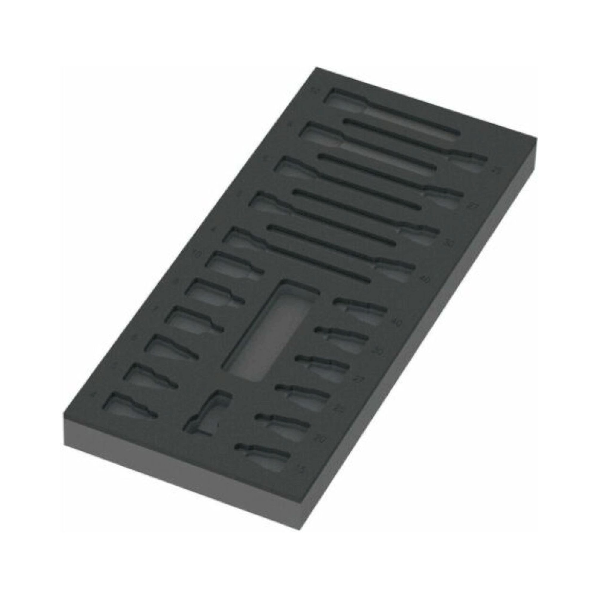 Wera 05137323001. Schaumstoffeinlage Zyklop B 3/8" Bitnuss Set 1, ohne Werkzeug, 172 x 30 x 392 mm