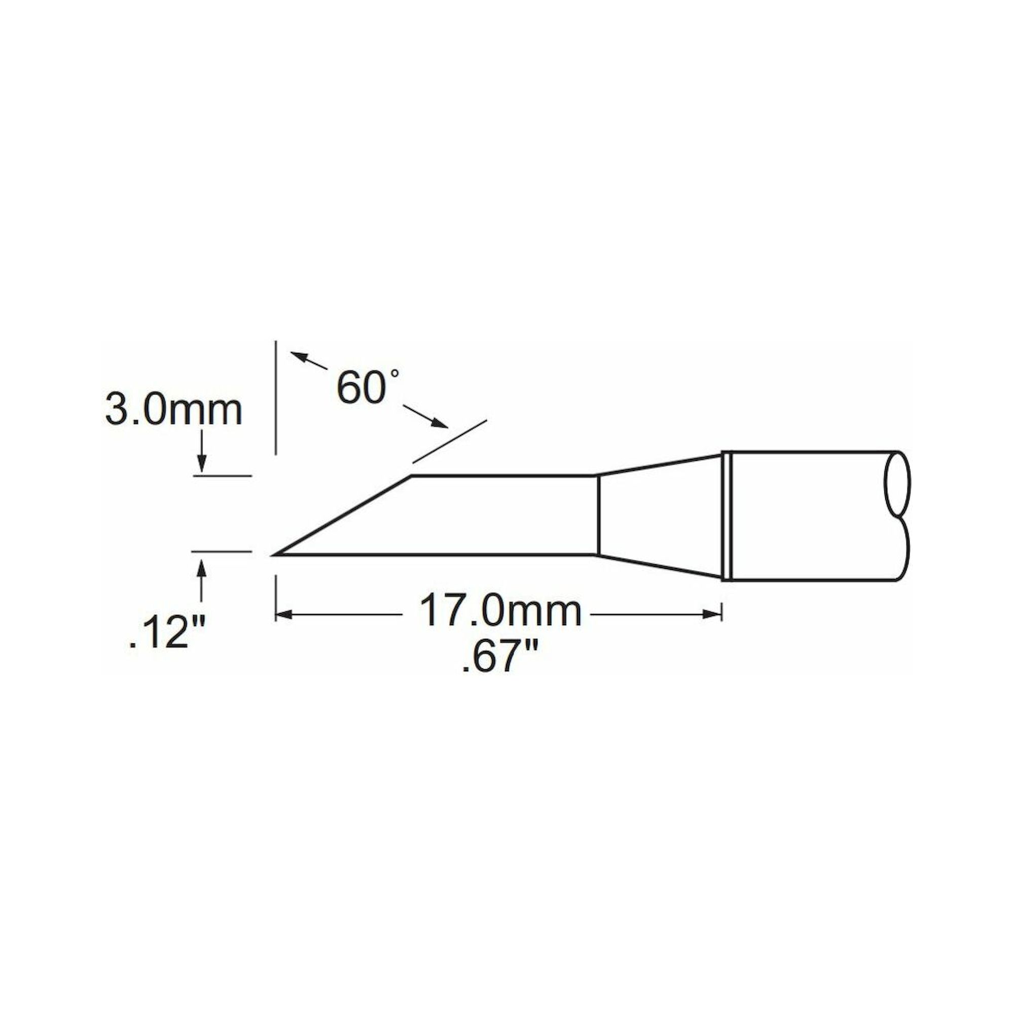 Oki PHT-754687. Lötspitze PHT-Serie, hufförmig 60°, 3x17 mm