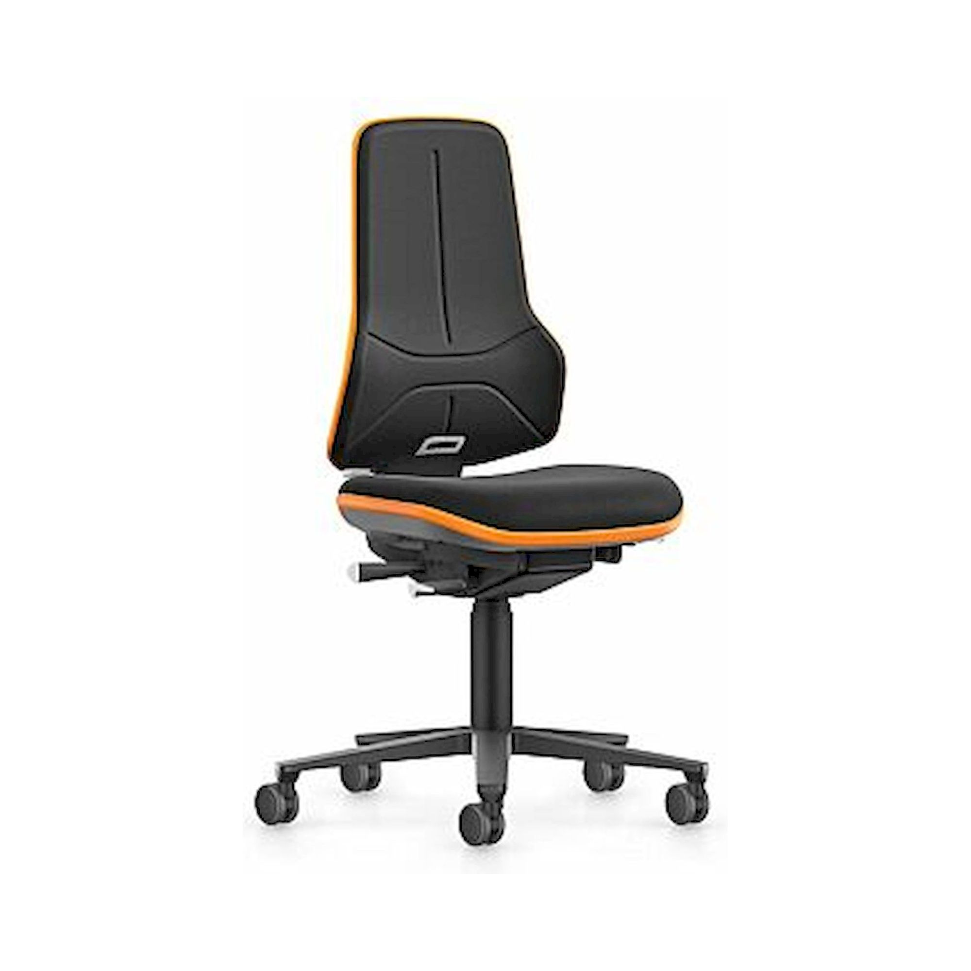 Bimos 9575-6801-3279. NEON XXL, Schwerlast-Arbeitsstuhl, Stoff Duotec schwarz, Flexband orange