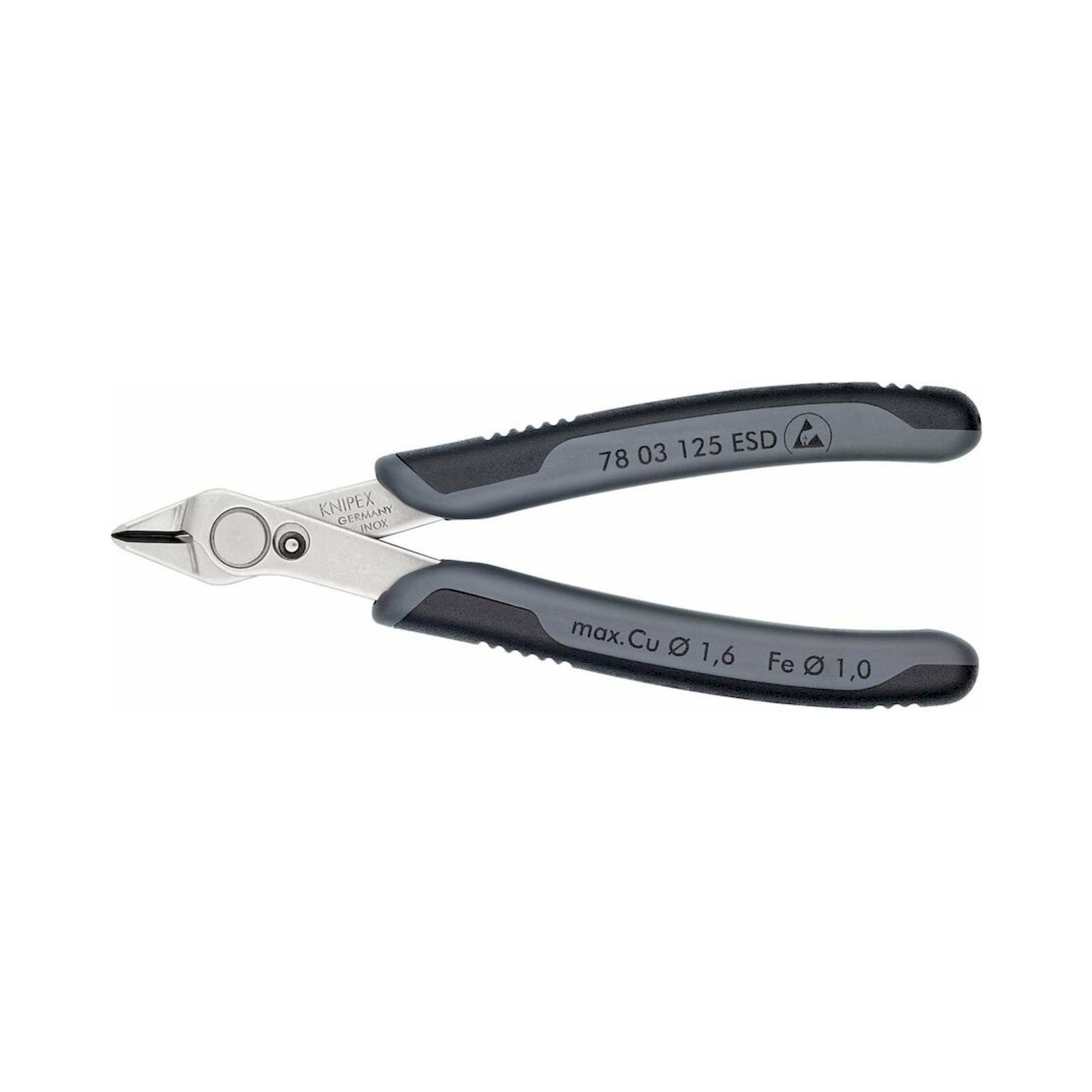 Knipex 78 03 125 ESDSB. Electronic Super Knips® ESD mit Mehrkomponenten-Hüllen 125 mm (SB-Karte/Blister)