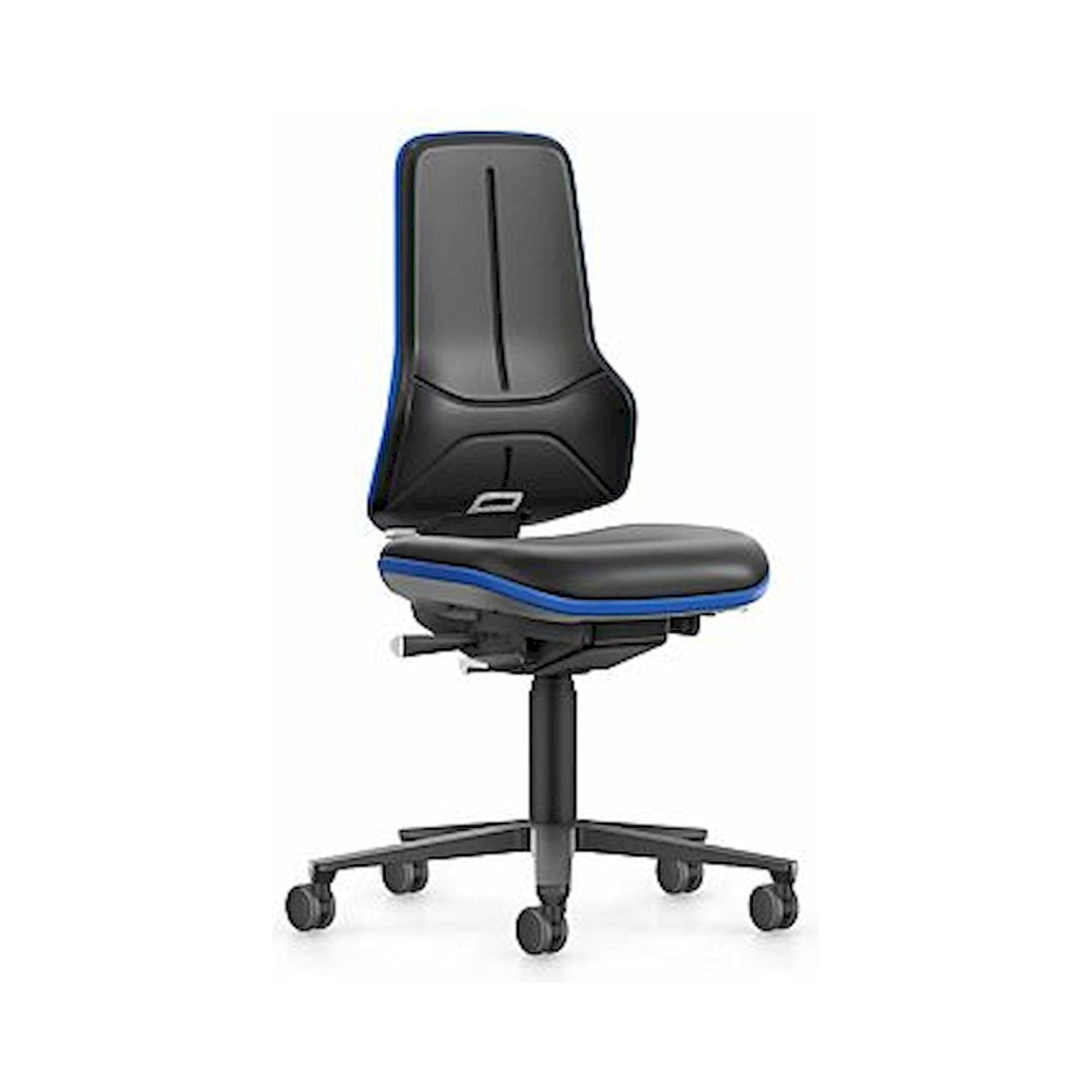 Bimos 9575-MG01-3277. NEON XXL, Schwerlast-Arbeitsstuhl, Kunstleder Magic schwarz, Flexband blau