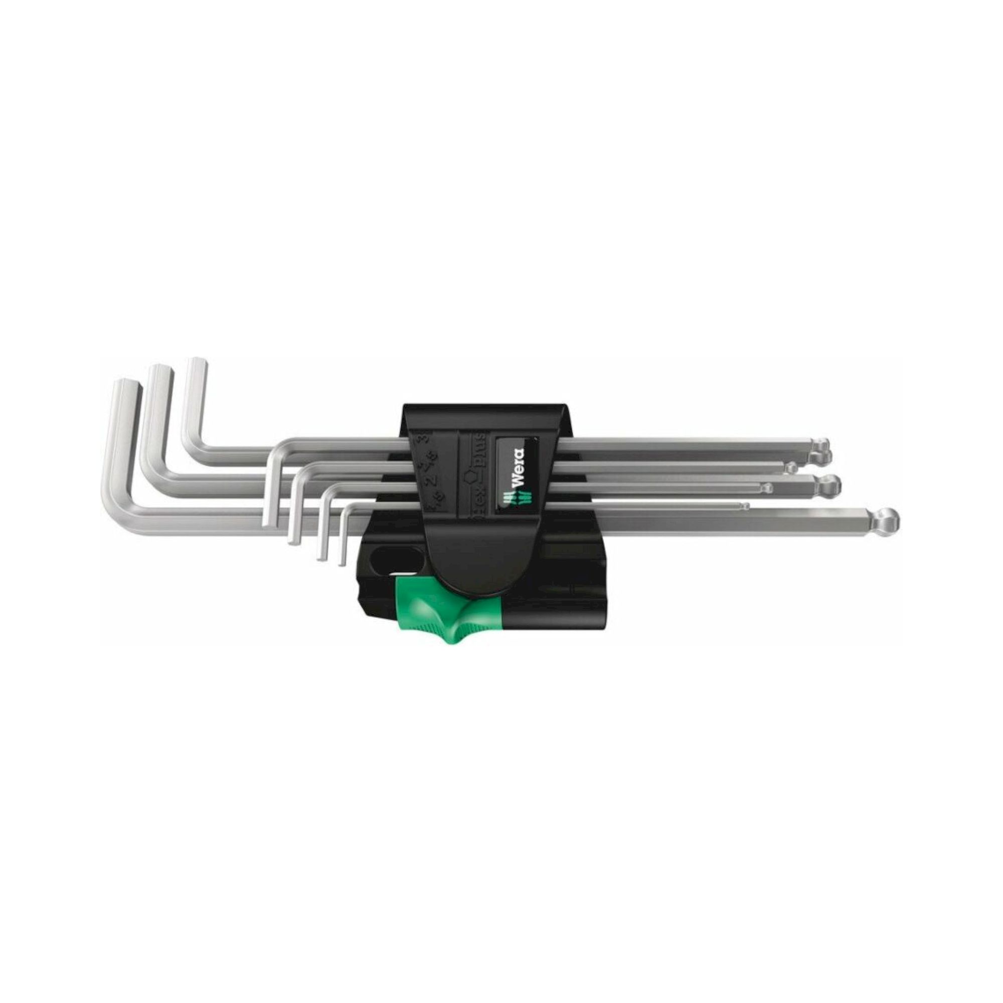 Wera 05022101001. Magnet Winkelschlüsselsatz, metrisch, gestellverchromt, 7-teilig