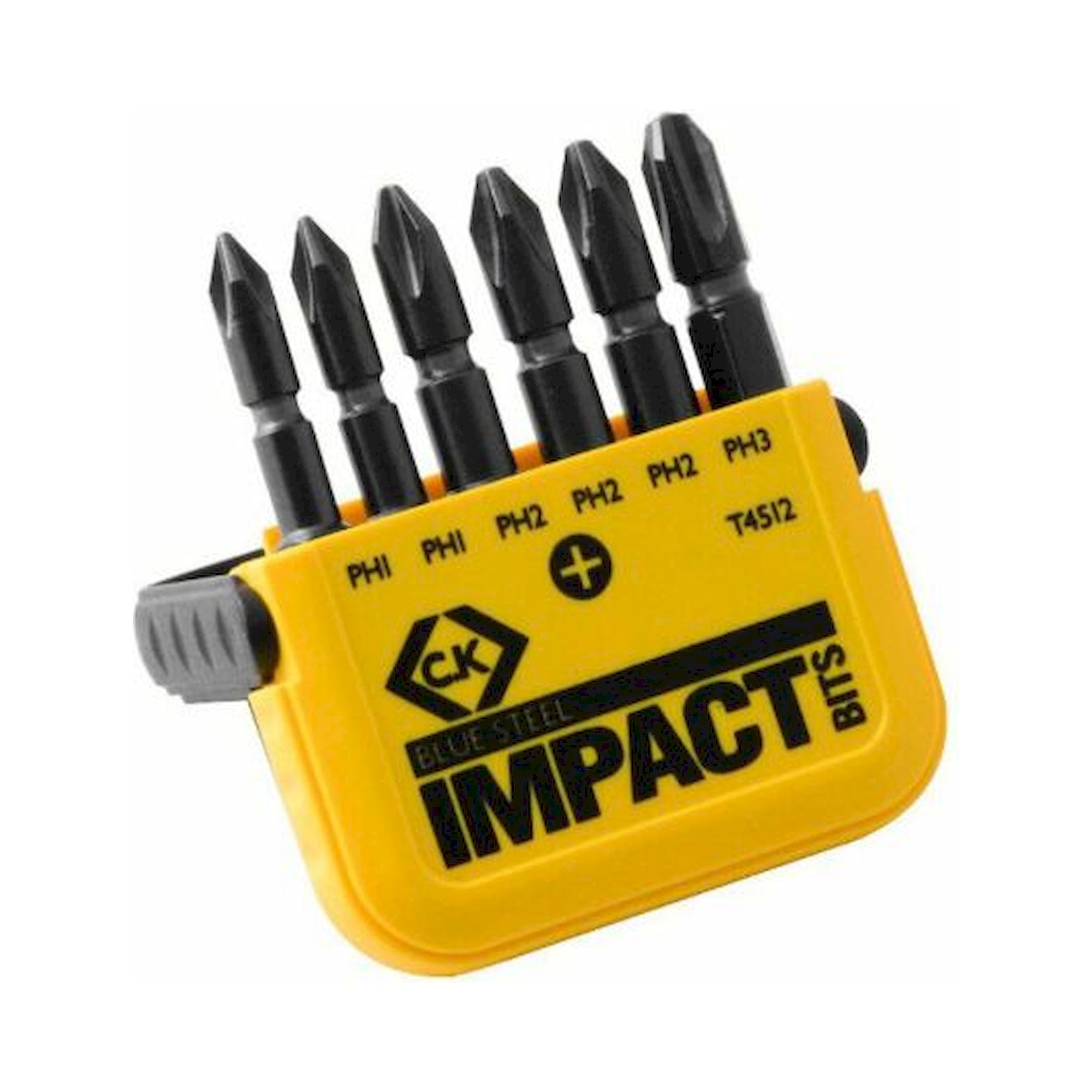 C.K T4512. Bit set "Blue Steel" for impact wrenches - 6 pieces (PH)