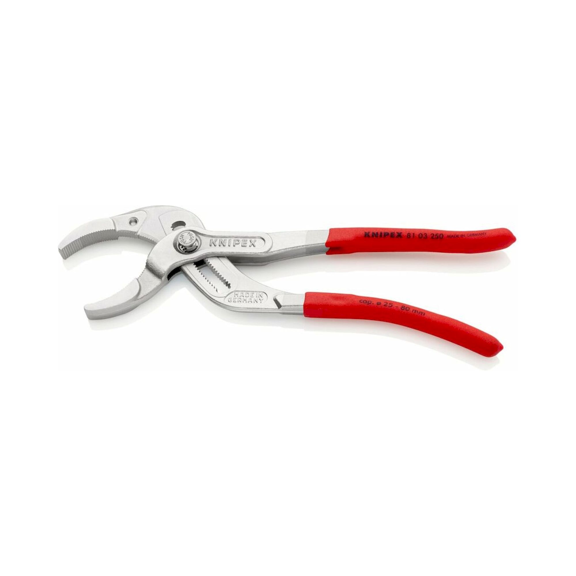 Knipex 81 03 250 SB. Siphon- und Connectorenzange "SpeedGrip", gezahnt, rutschhemmender Kunststoffüberzug, verchromt, 250 mm (SB-Karte/Blister)