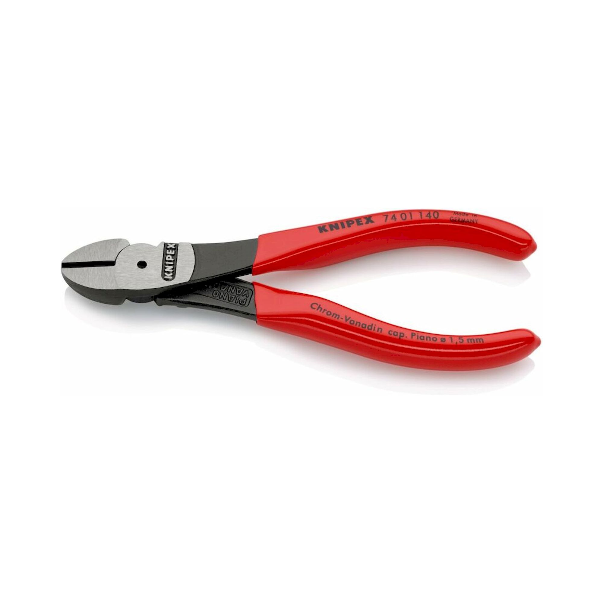 Knipex 74 01 140 SB. Kraft-Seitenschneider mit Kunststoff überzogen, schwarz atramentiert, 140 mm (SB-Karte/Blister)