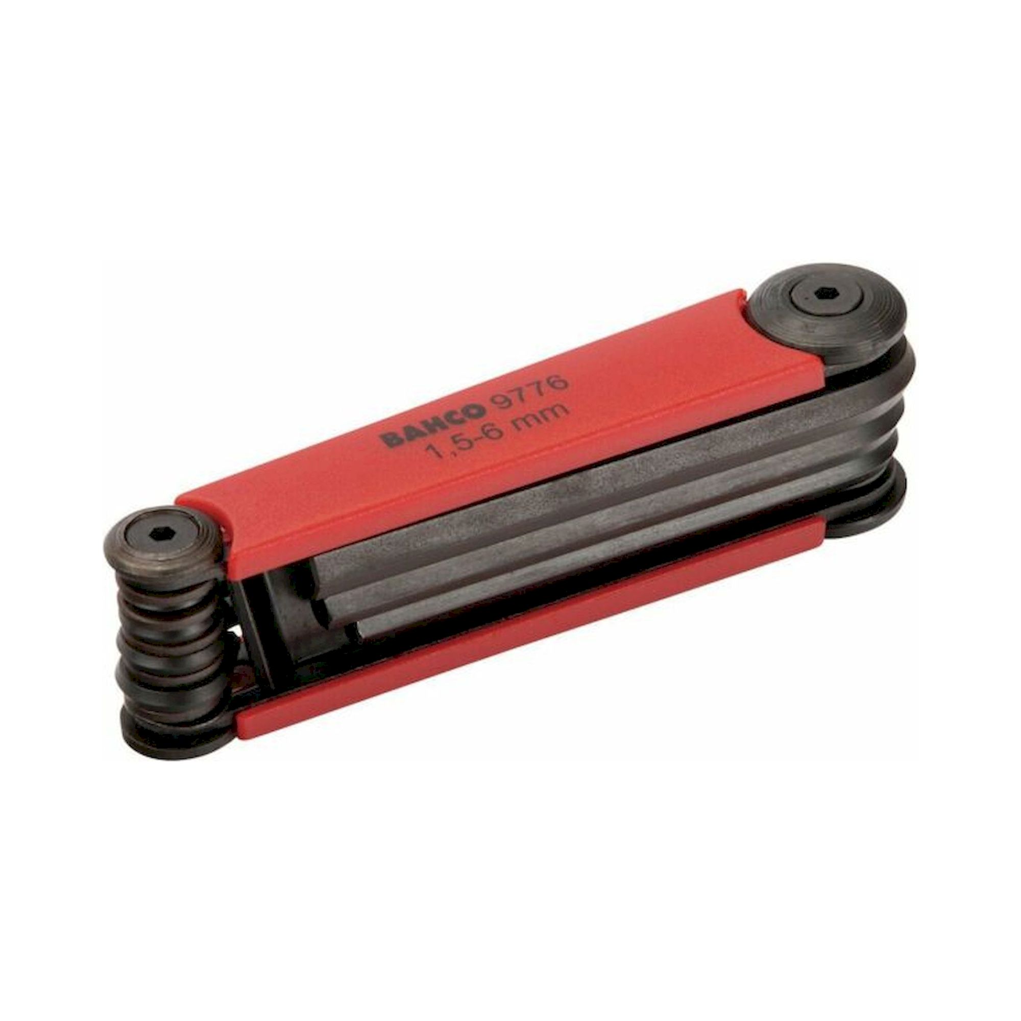 Bahco BE-9776. Winkelschraubendreher-Satz im Kunststoffhalter, Sechskant, metrisch, phosphatiert, 1,5 mm bis 6 mm, 7-teilig