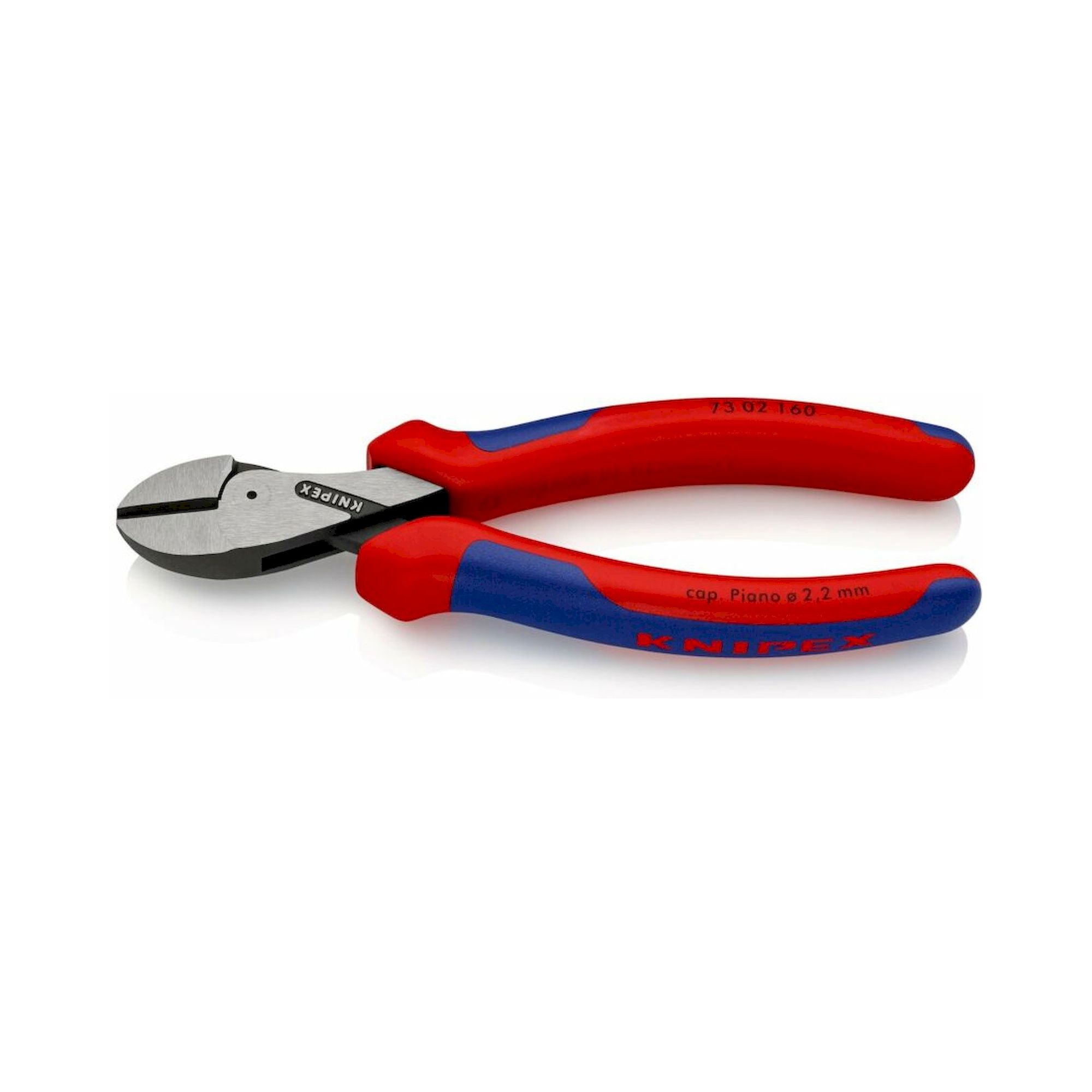 Knipex 73 02 160 SB. X-Cut® Kompakt-Seitenschneider hochübersetzt mit Mehrkomponenten-Hüllen, schwarz atramentiert, 160 mm (SB-Karte/Blister)