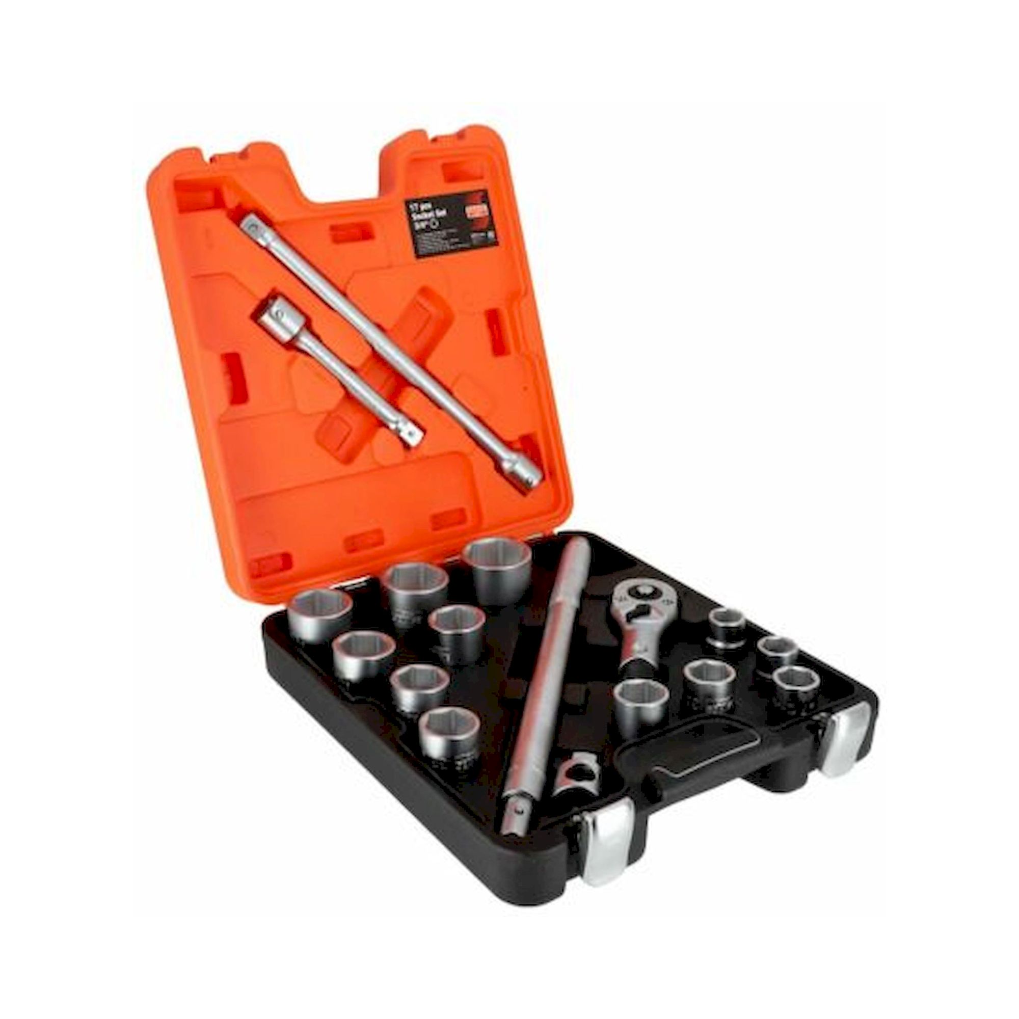 Bahco SLX 17. 3/4"-Steckschlüssel-Satz, metrisch, Sechskant, inklusive Umschaltknarre