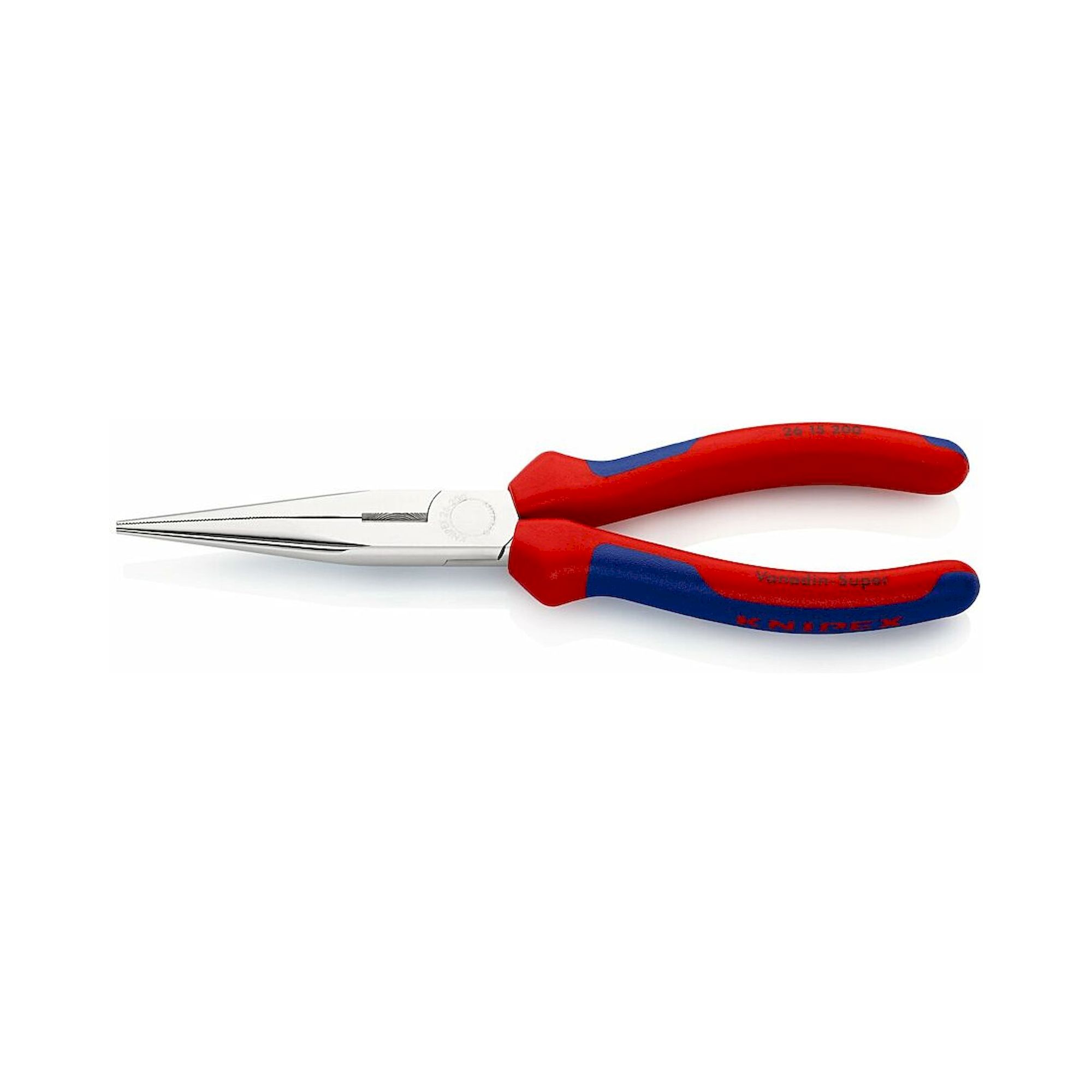 Knipex 26 15 200 SB. Flachrundzange mit Schneide (Storchschnabelzange) mit Mehrkomponenten-Hüllen, verchromt, 200 mm (SB-Karte/Blister)