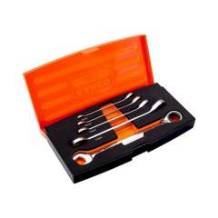 Bahco 1RM/S5. Satz metrische Knarren-Ring-Maulschlüssel – 5-teilig/Kunststoffbox