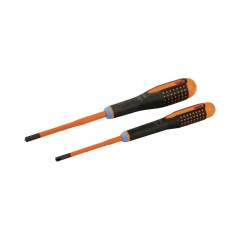 Bahco BE-9890SL. Satz gemäß VDE isolierte, schlanke ERGO™-Schraubendreher mit 3-Komponenten-Griff für Schaltschränke und Klemmleisten, 2-teilig