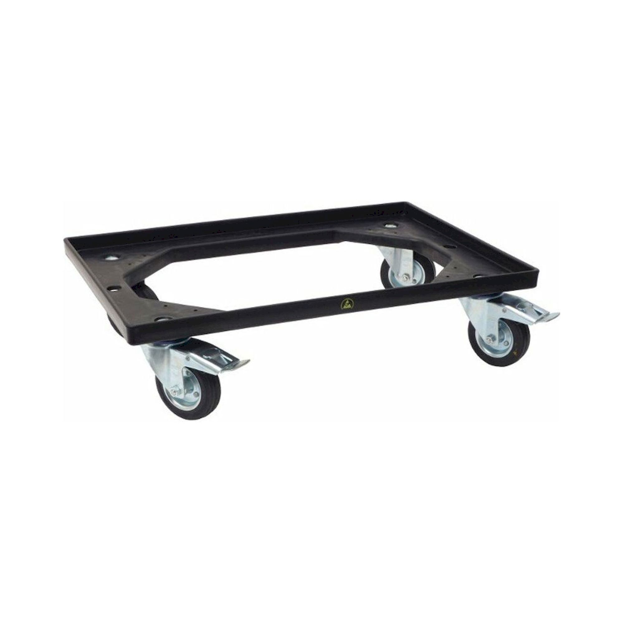 Warmbier 5390.250. ESD Transportroller, schwarz, 610 x 410 mm, 2 Lenk- und 2 Feststellrollen