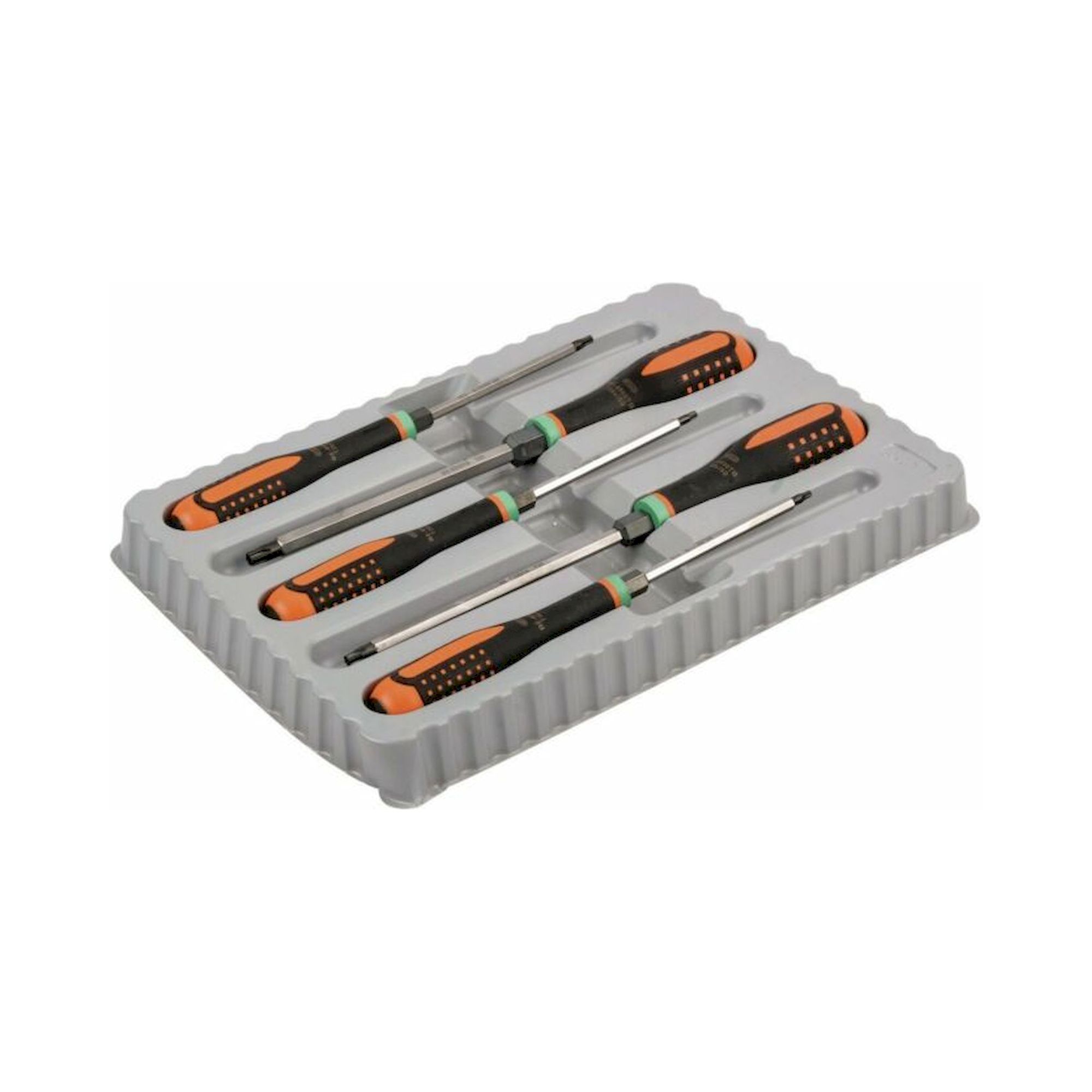 Bahco BE-9885TB. ERGO™-Satz Schraubendreher für TORX®- und Sechskantschrauben mit durchgehender Klinge und schlagfestem Griff, 5-teilig