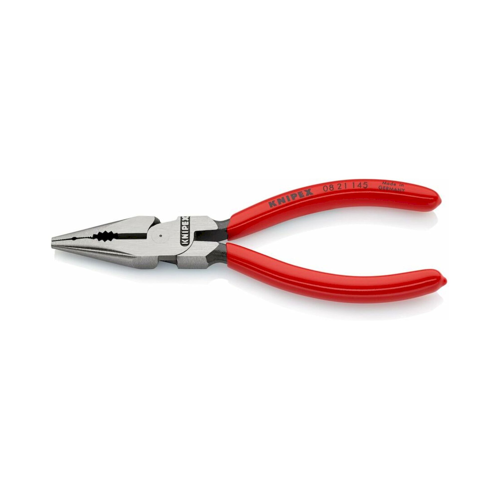 Knipex 08 21 145 SB. Spitz-Kombizange mit Kunststoff überzogen, schwarz atramentiert, 145 mm (SB-Karte/Blister)