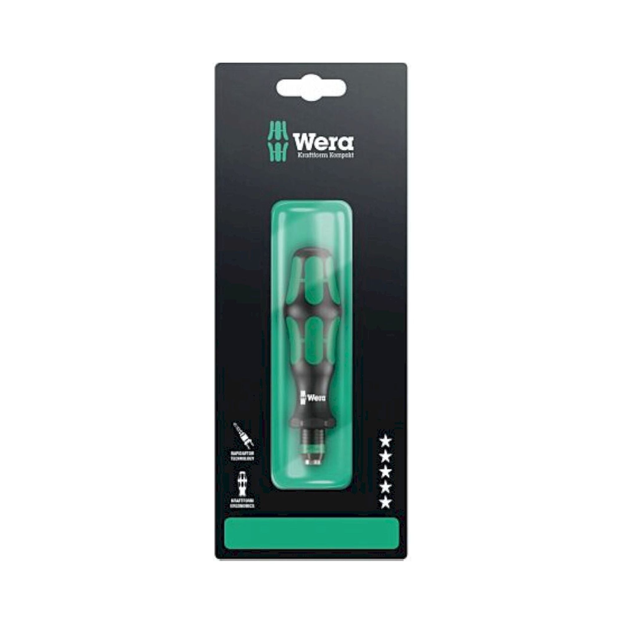 Wera 05073540001. Bits-Handhalter mit Rapidaptor Schnellwechselfutter, 1/4" x 119 mm