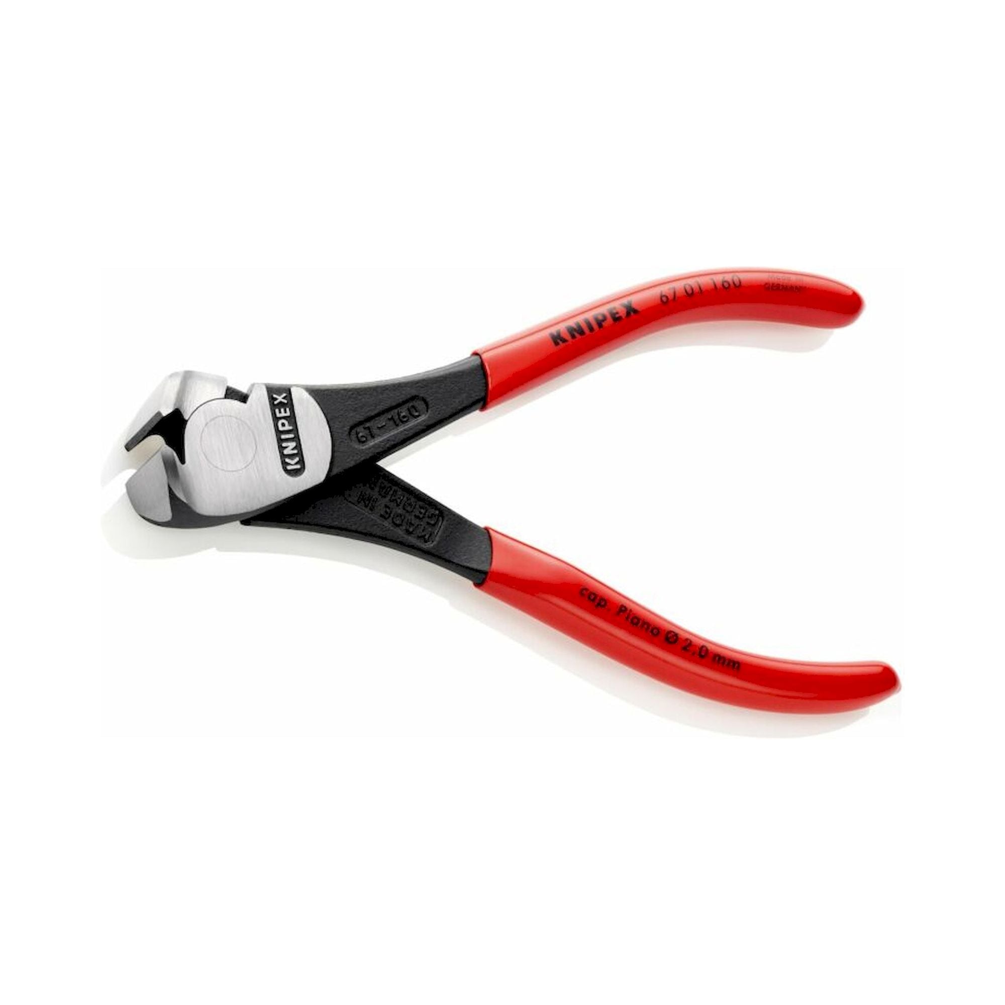 Knipex 67 01 160 SB. Kraft-Vornschneider mit Kunststoff überzogen, schwarz atramentiert, 160 mm (SB-Karte/Blister)