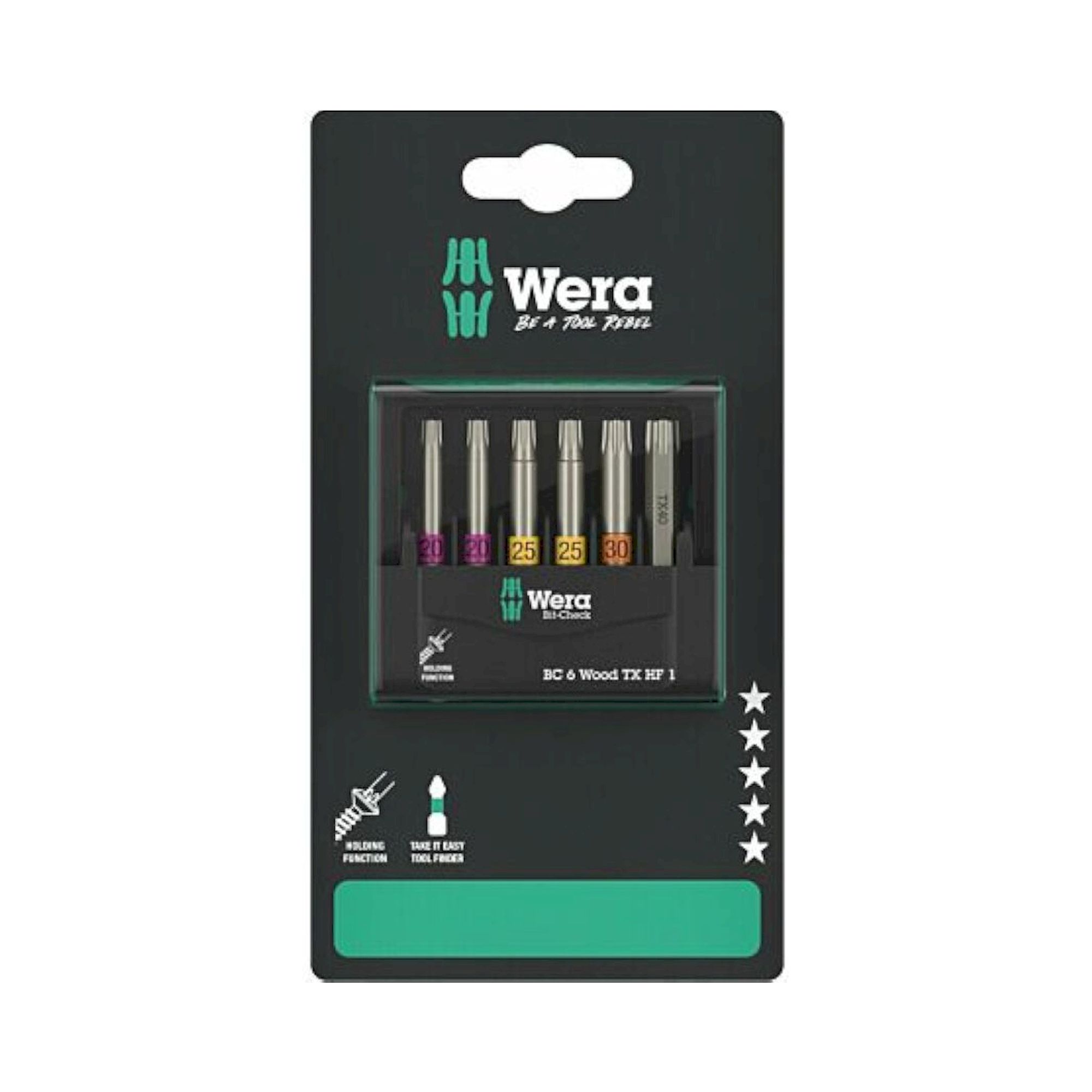 Wera 05073639001. Bit-Check 6 Wood TX HF 1 SB, 6-teilig