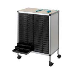 Licefa 8900031. Rollboy Double 340/22 ESD, 36 Schubladen, mit Arbeitsmatte, schwarz, 585 x 365 x 806 mm