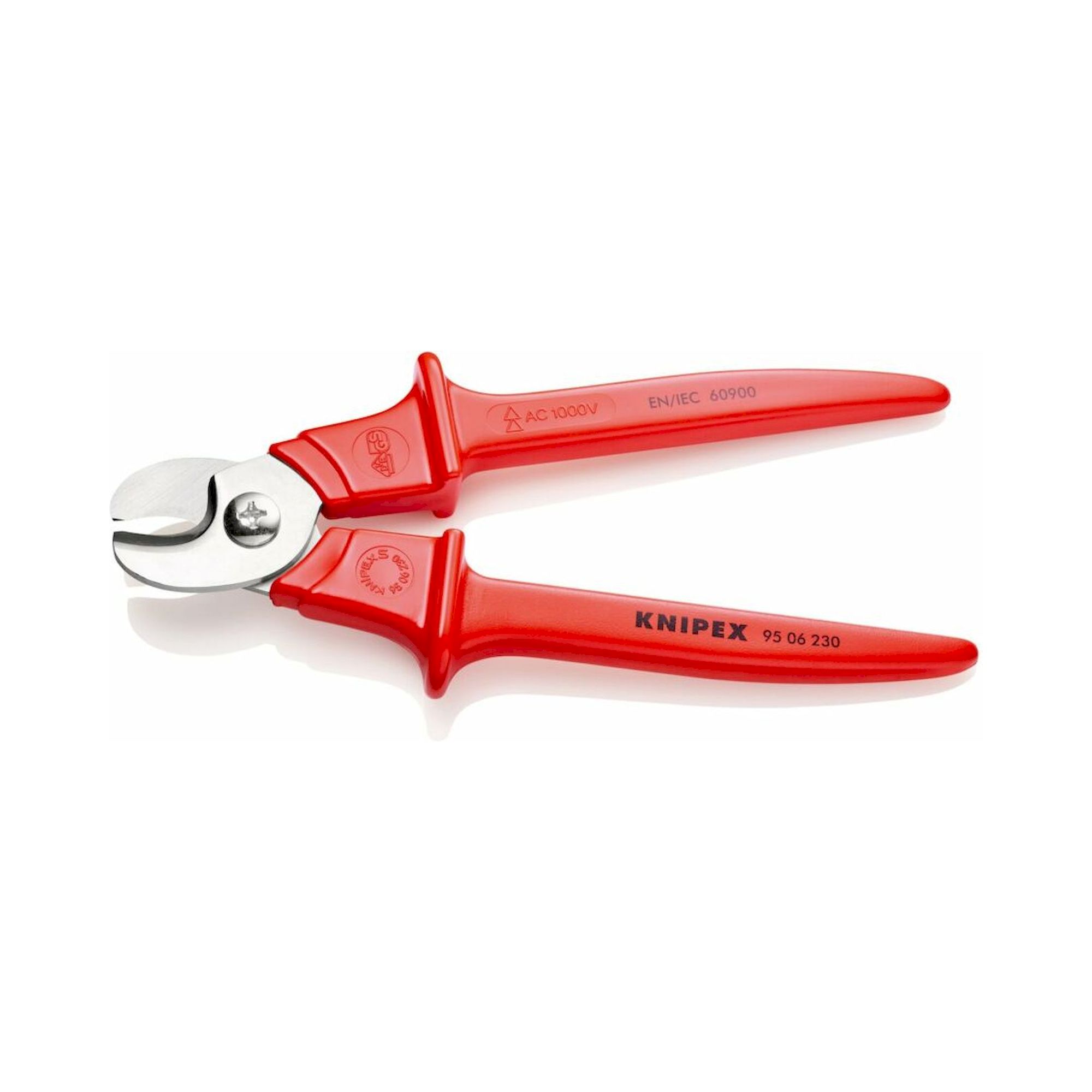 Knipex 95 06 230 SB. Kabelschere Griffe mit Kunststoff umspritzt isoliert, mit Kunststoff umspritzt, VDE-geprüft, 230 mm (SB-Karte/Blister)