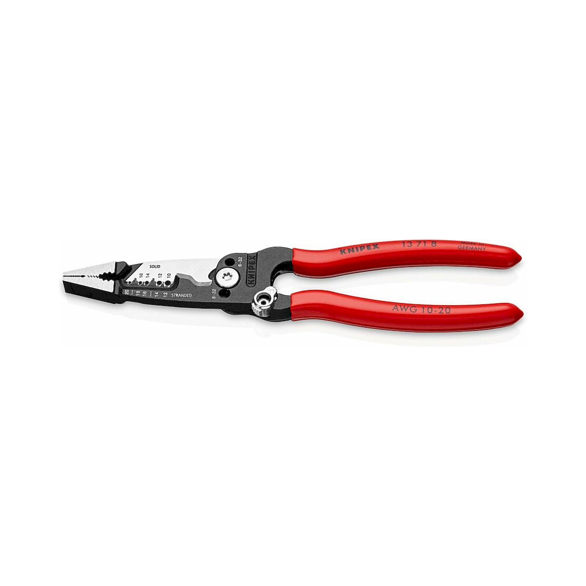Knipex 13 71 8. WireStripper Multifunktions-Elektrikerzangen mit Kunststoff überzogen, schwarz atramentiert, 200 mm