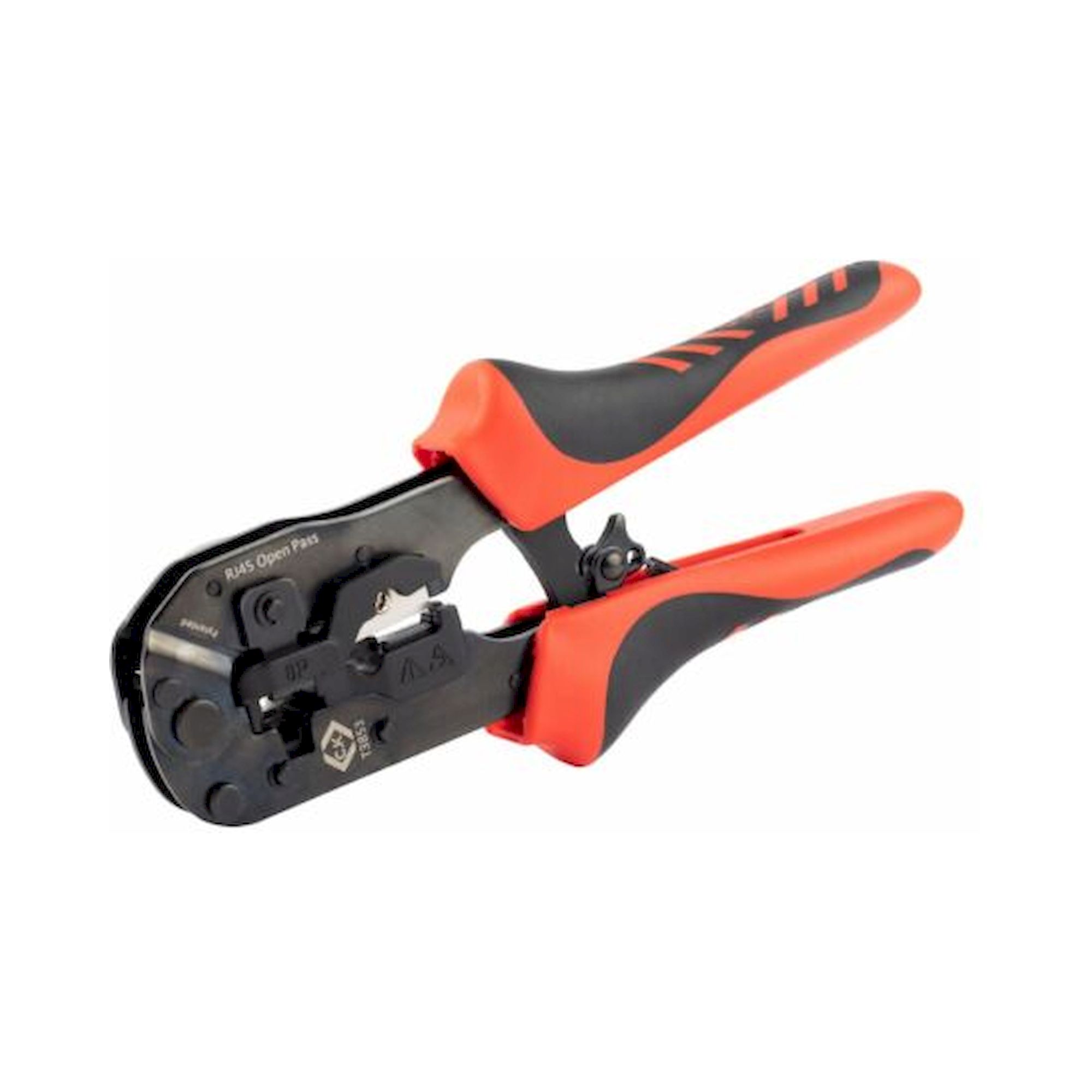 C.K T3853. Crimping pliers with ratchet mechanism Pass through for modular plugs 8P