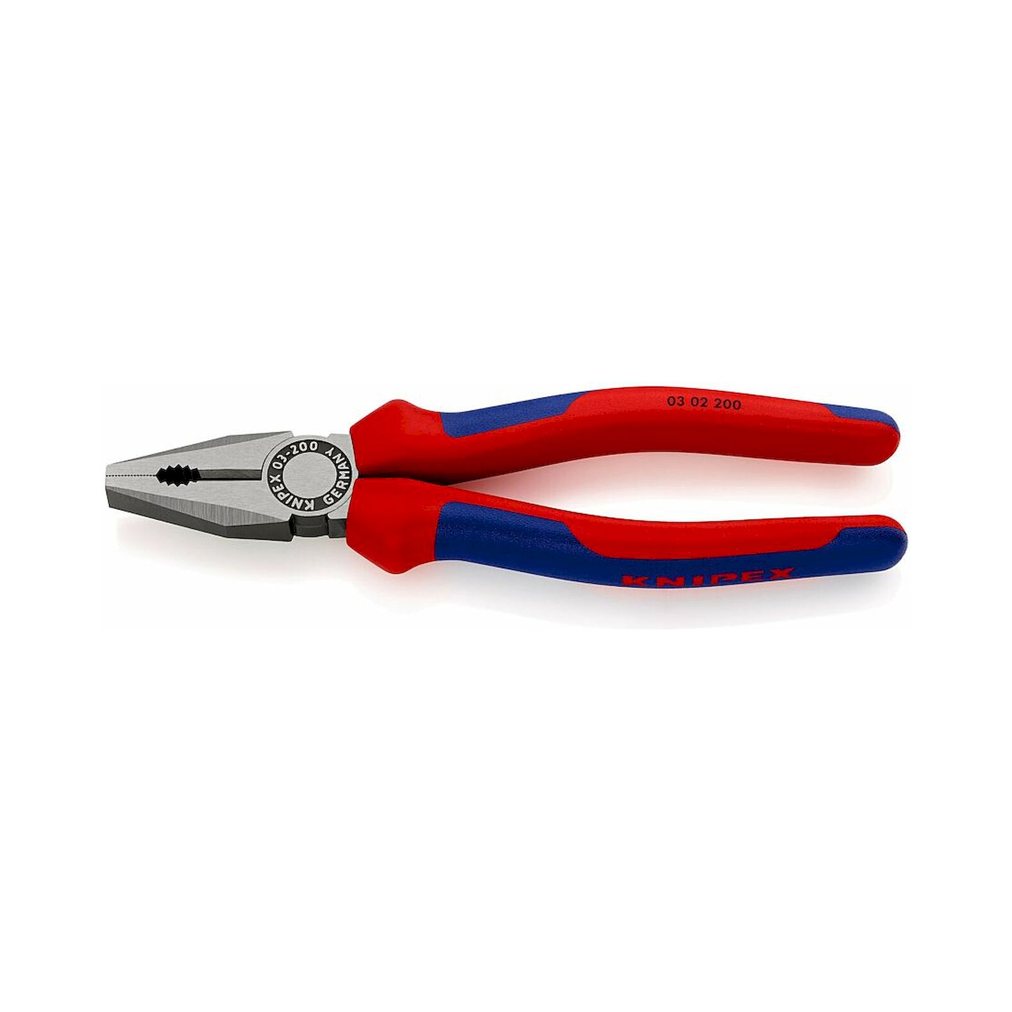 Knipex 03 02 200 SB. Kombizange mit Mehrkomponenten-Hüllen, schwarz atramentiert, 200 mm (SB-Karte/Blister)