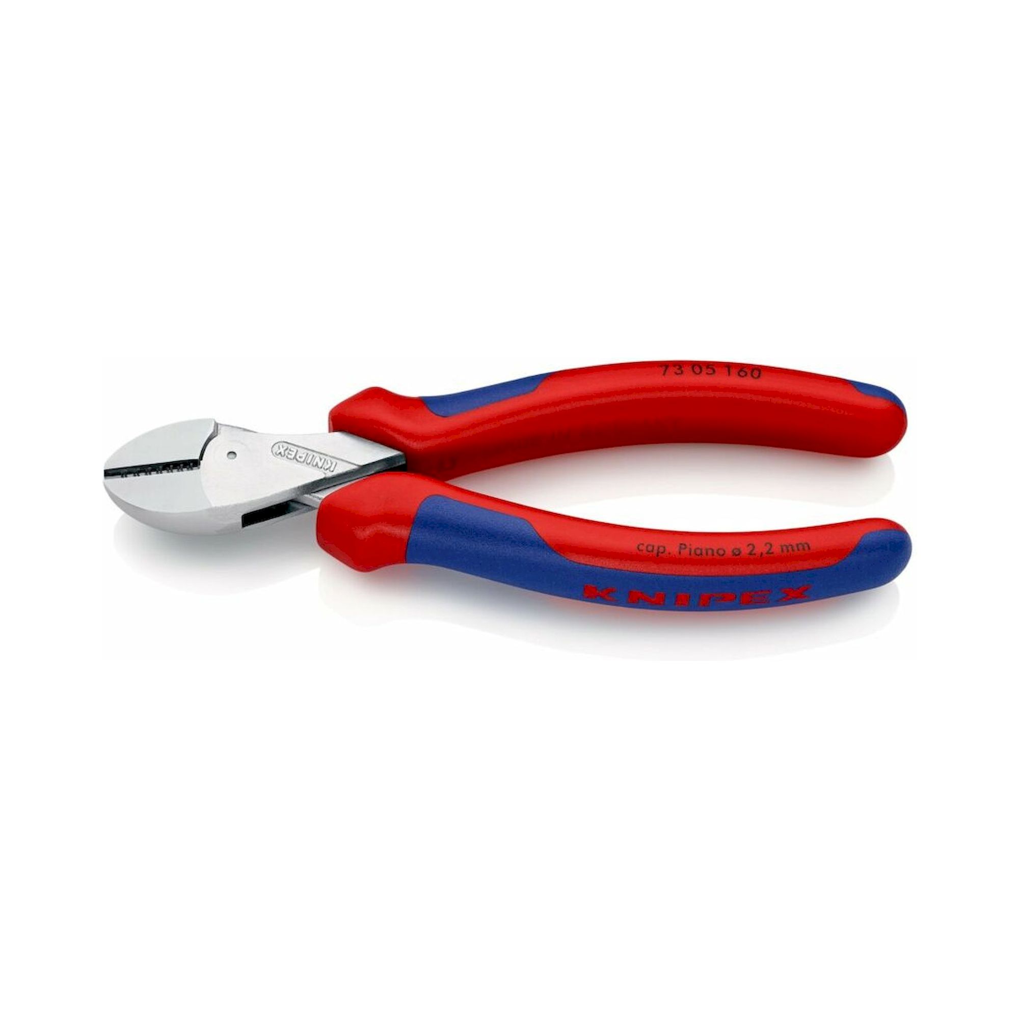 Knipex 73 05 160 SB. X-Cut® Kompakt-Seitenschneider hochübersetzt mit Mehrkomponenten-Hüllen, verchromt, 160 mm (SB-Karte/Blister)