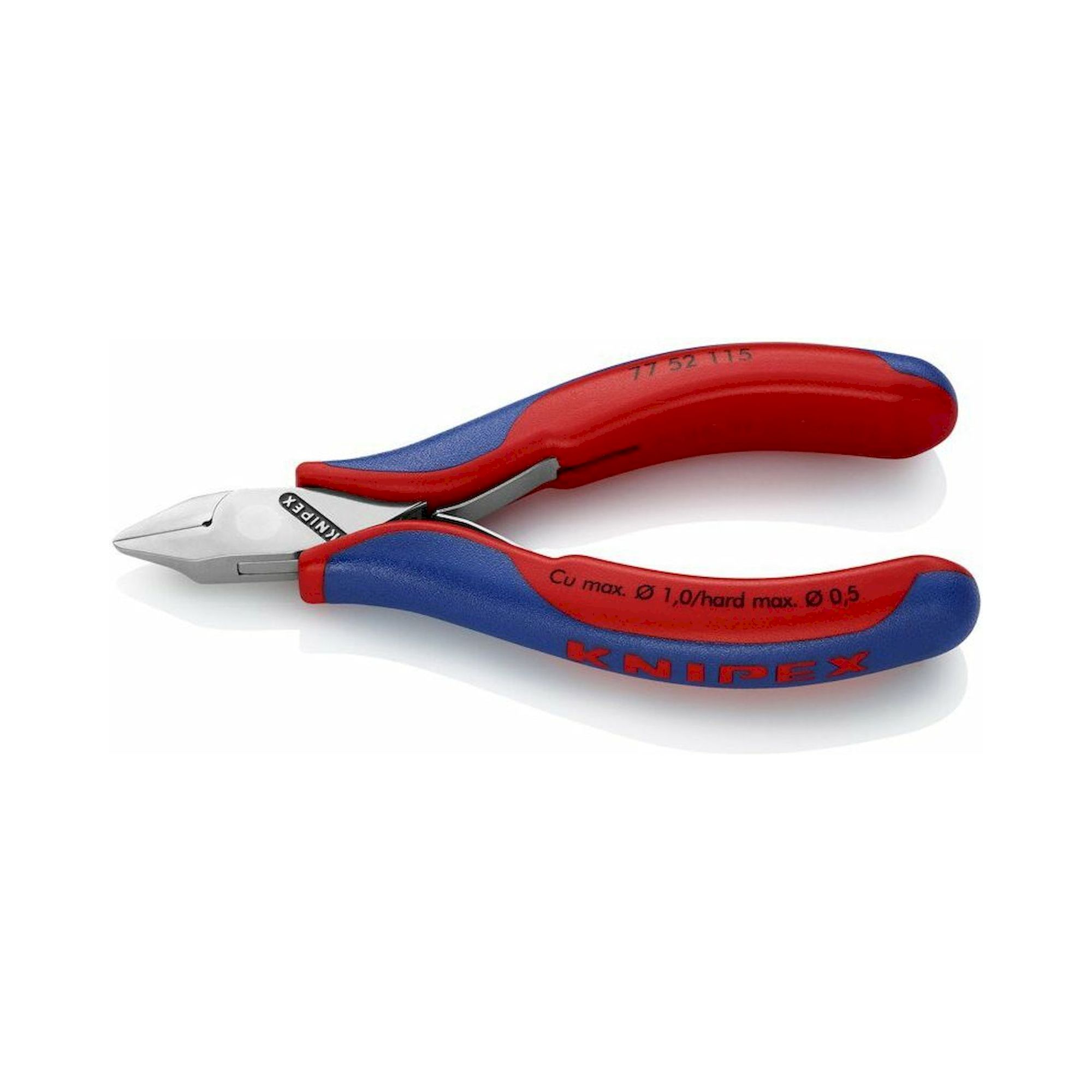 Knipex 77 52 115. Electronics side cutter, pointed and flat, without bevel, 115 mm