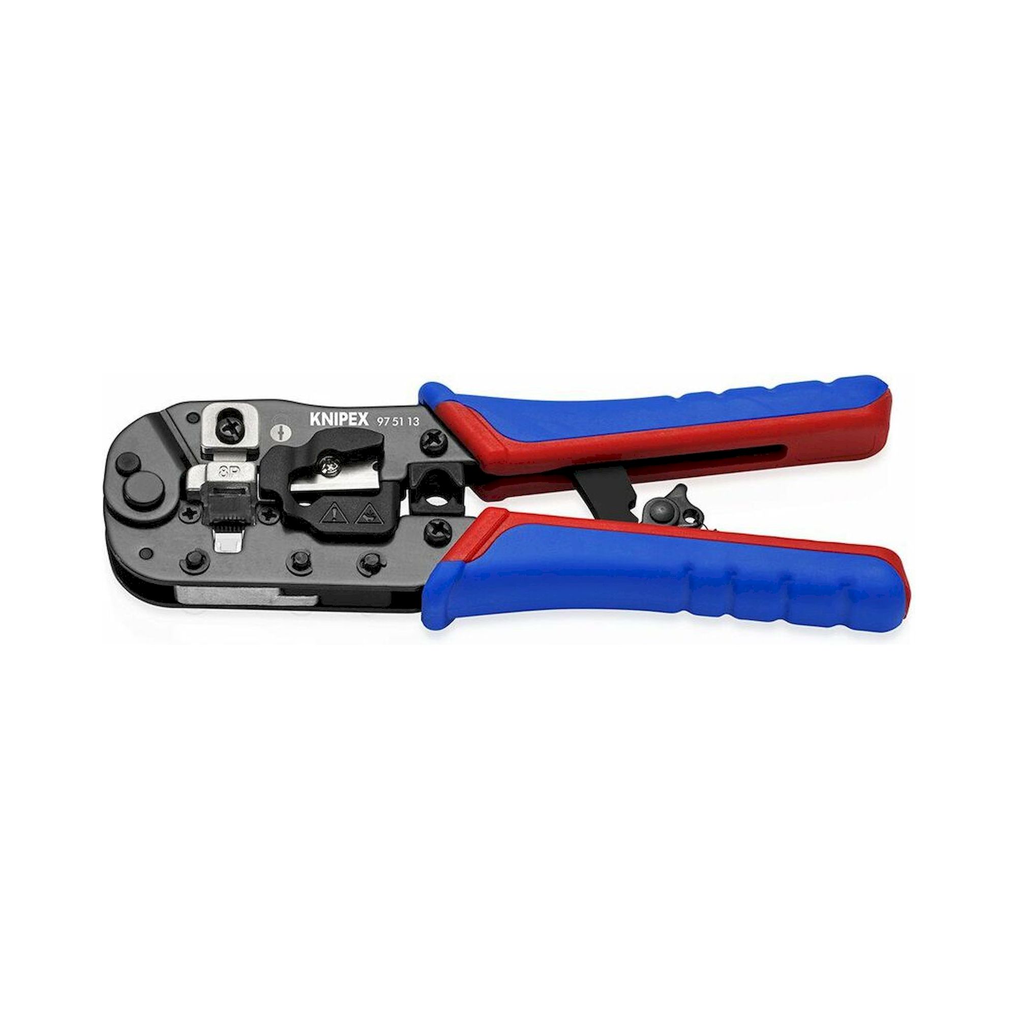 Knipex 97 51 13 SB. Crimpzange für RJ45-Westernstecker mit Mehrkomponenten-Hüllen, brüniert, 190 mm
