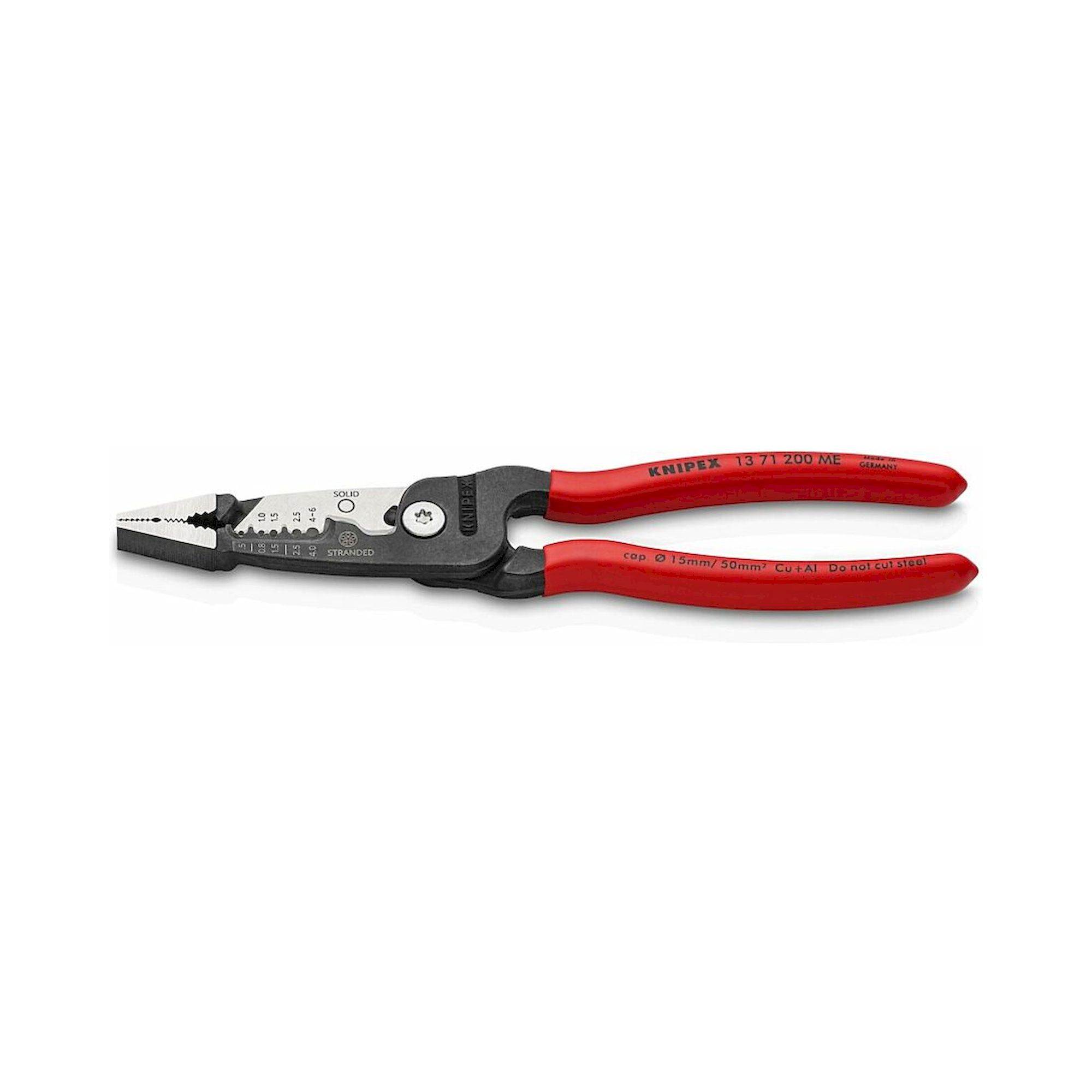Knipex 13 71 200 ME. Multifunktions-Elektrikerzange metrisches Modell mit Kunststoff überzogen, schwarz atramentiert, 200 mm