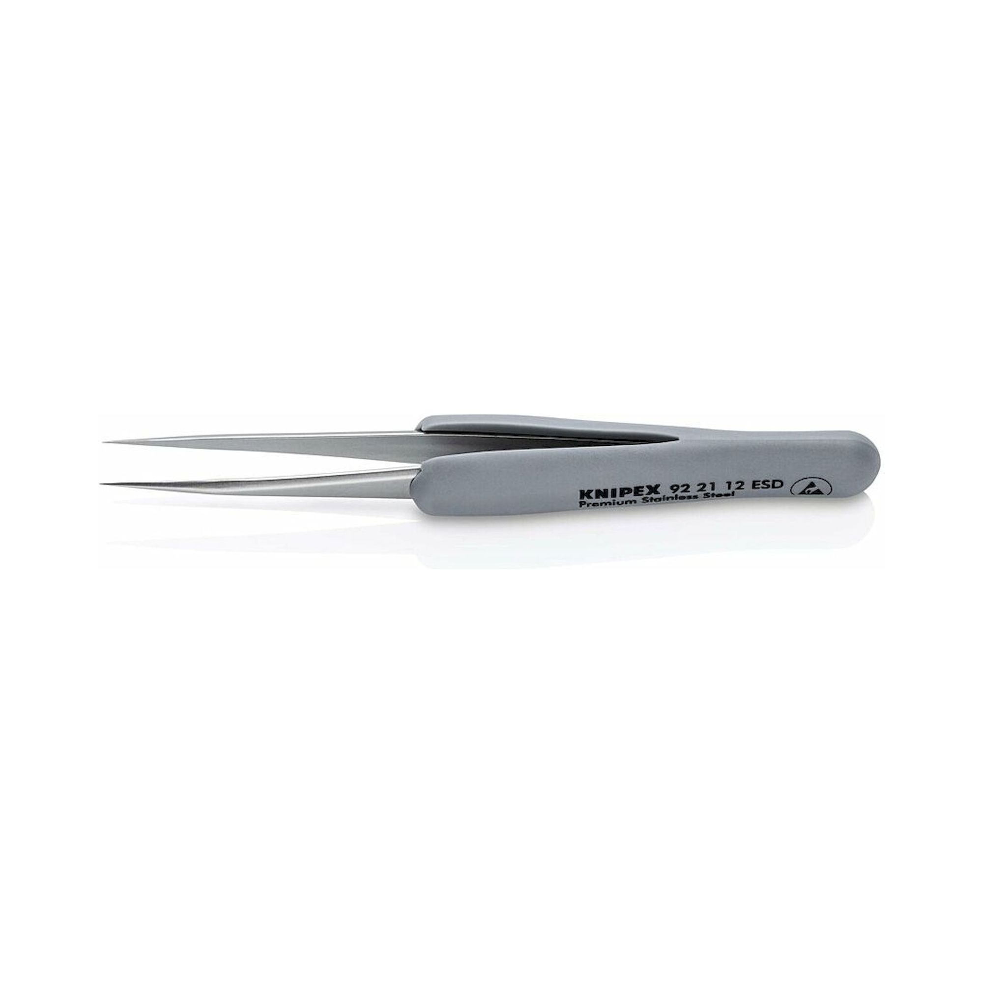 Knipex 92 21 12 ESD. ESD Präzisionspinzette mit gummiertem Griff, glatt, 112 mm
