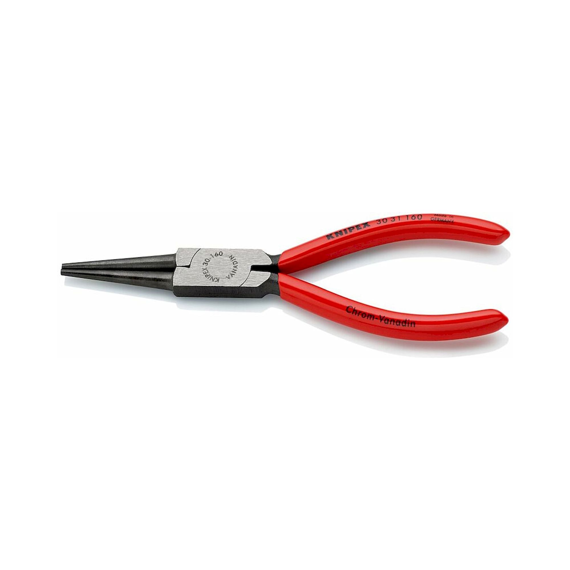 Knipex 30 31 160 SB. Langbeckzange mit Kunststoff überzogen, Spitzendicke: 2,5 mm, schwarz atramentiert, 160 mm (SB-Karte/Blister)