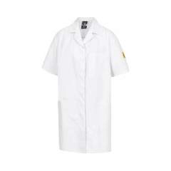 HB Schutzbekleidung 08001 48005 007 10-M. ESD Arbeitsmantel NAPTEX, Damen, kurzarm, 175 g/m², weiß, Größe M