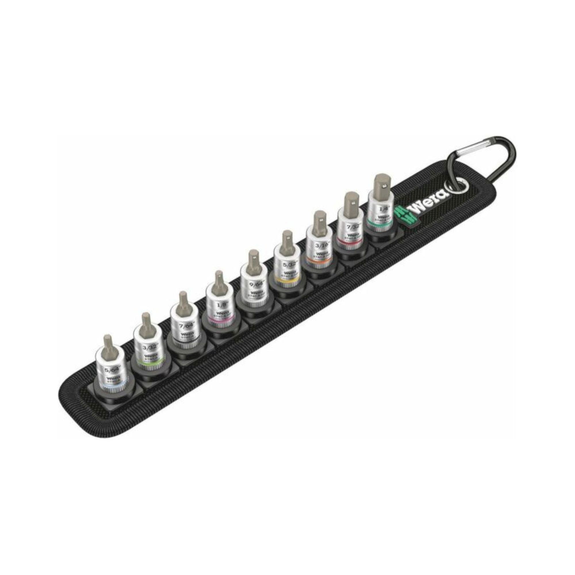 Wera 05003884001. Bitnuss-Satz Innensechskant, mit Haltefunktion, 1/4"-Antrieb, 9-teilig