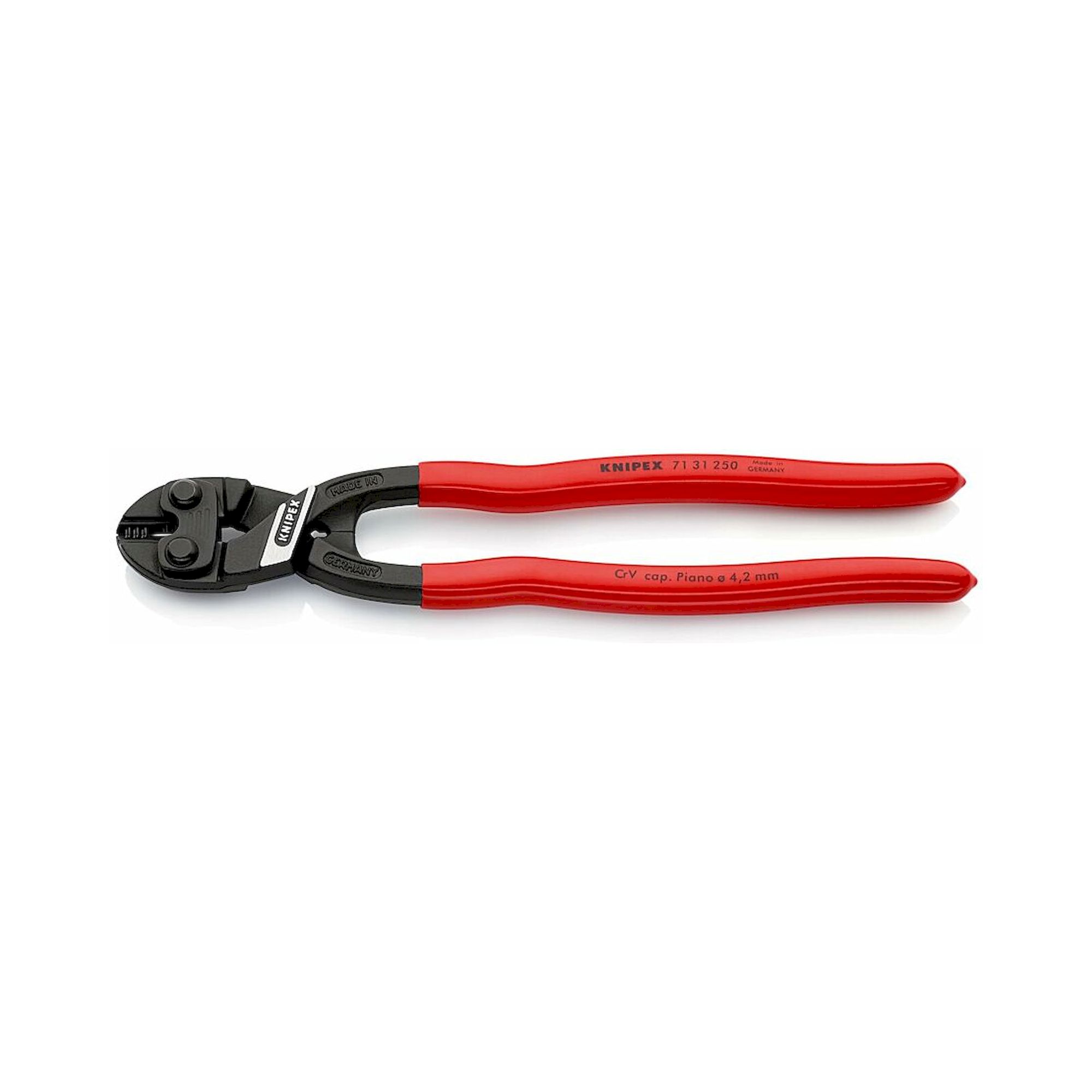 Knipex 71 31 250 SB. CoBolt® XL Kompakt-Bolzenschneider mit Aussparung und Kunststoff überzogen, schwarz atramentiert, 250 mm (SB-Karte/Blister)