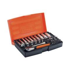 Bahco Sl25L. 1/4" socket wrench set, metric, hexagon including screwdriver bits -37 pieces