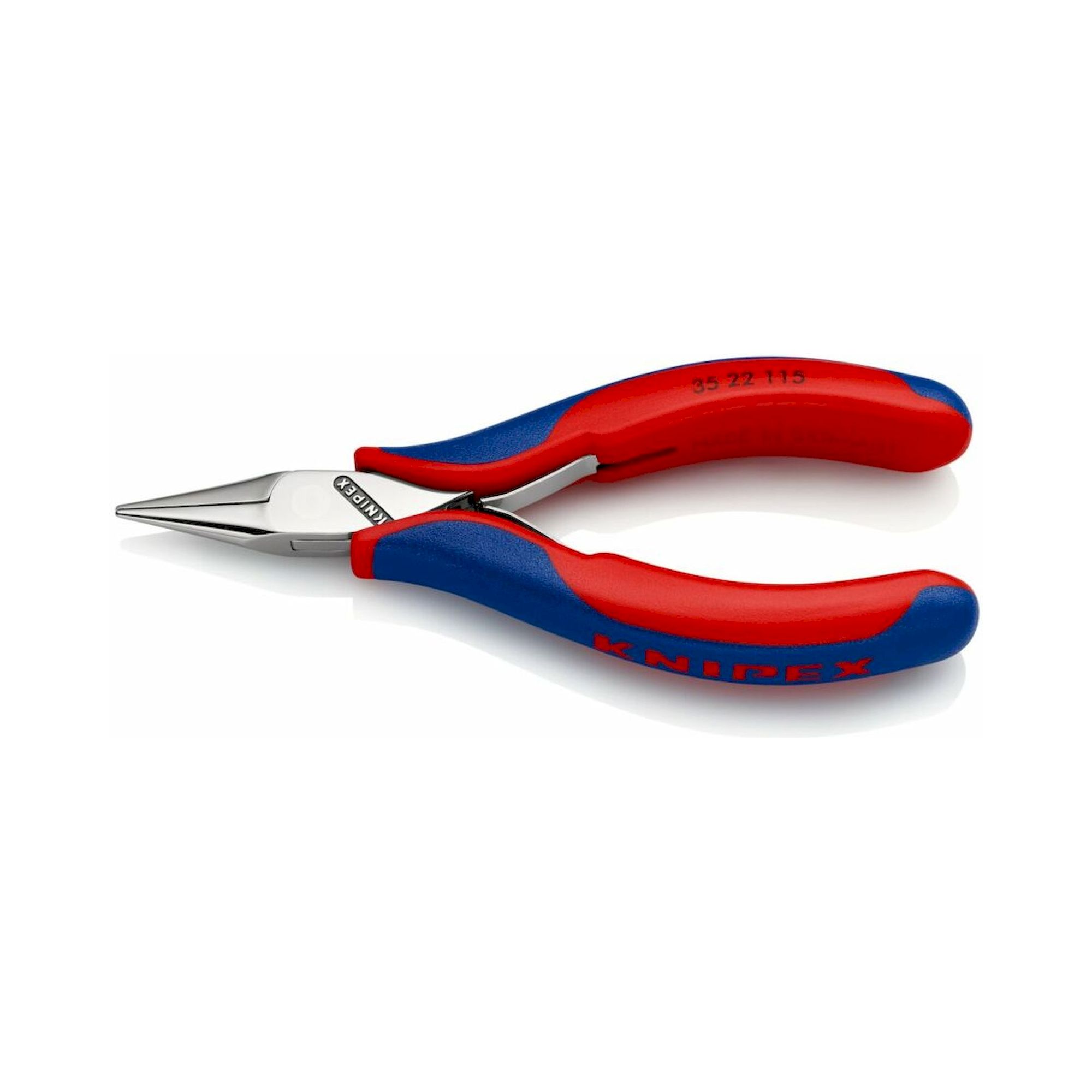 Knipex 35 22 115 SB. Elektronik-Greifzange mit Mehrkomponenten-Hüllen, Spitzndicke: 2,5 mm, 115 mm (SB-Karte/Blister)