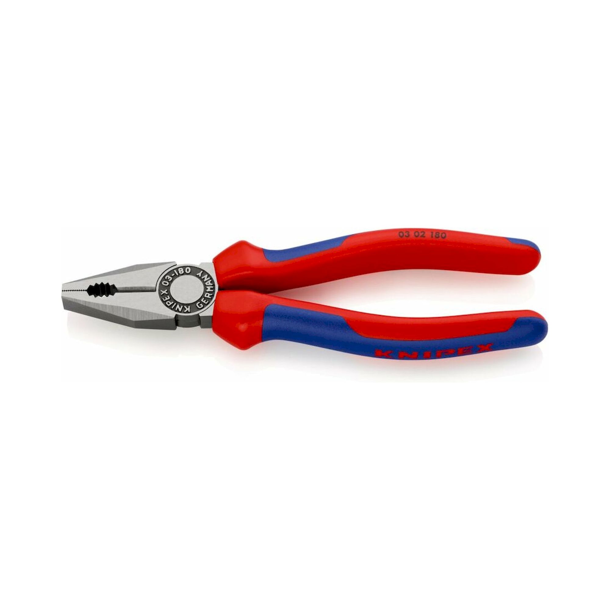 Knipex 03 02 180 SB. Kombizange mit Mehrkomponenten-Hüllen, schwarz atramentiert, 180 mm (SB-Karte/Blister)