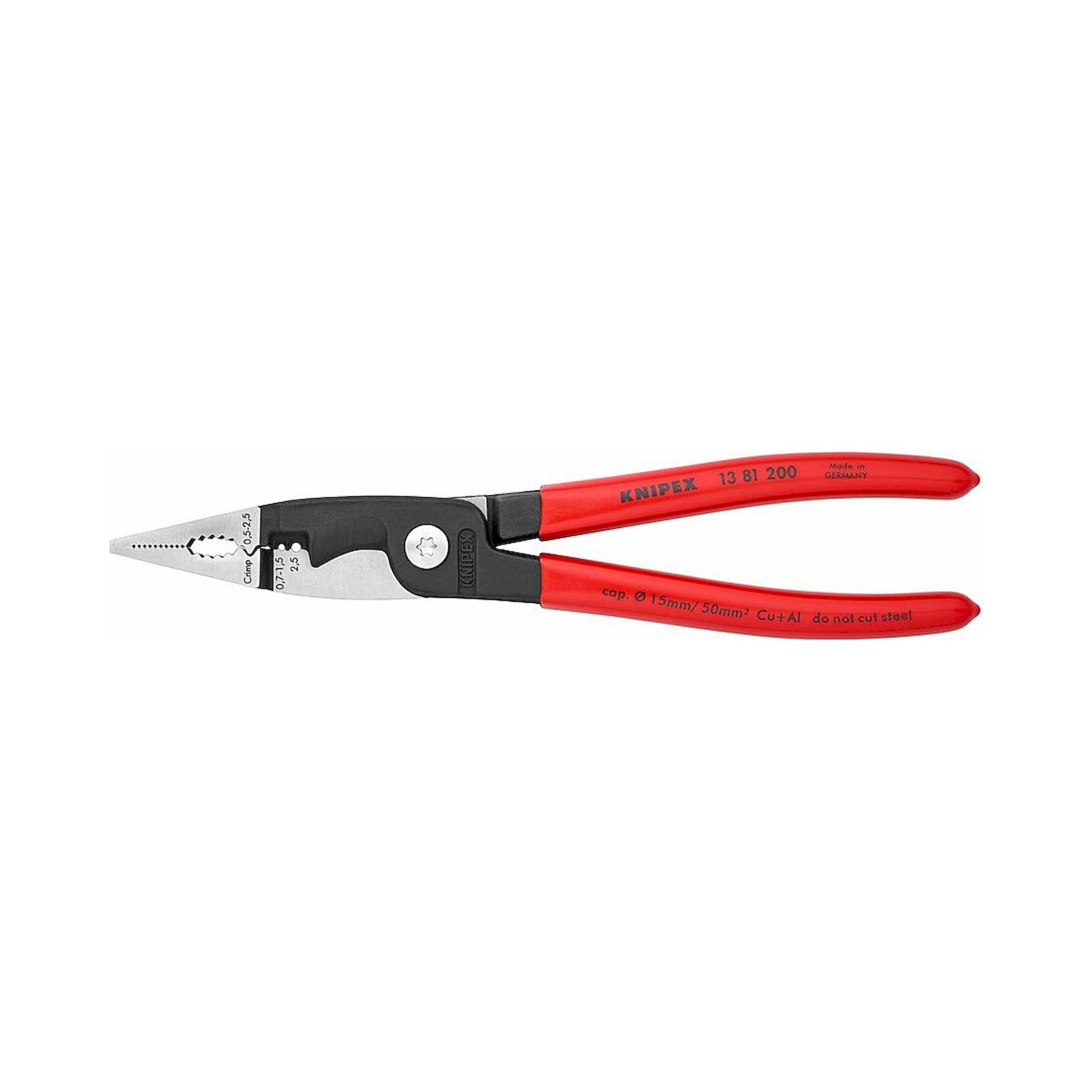 Knipex 13 81 200. Pince d'installation électrique, noire atramentée, 200 mm