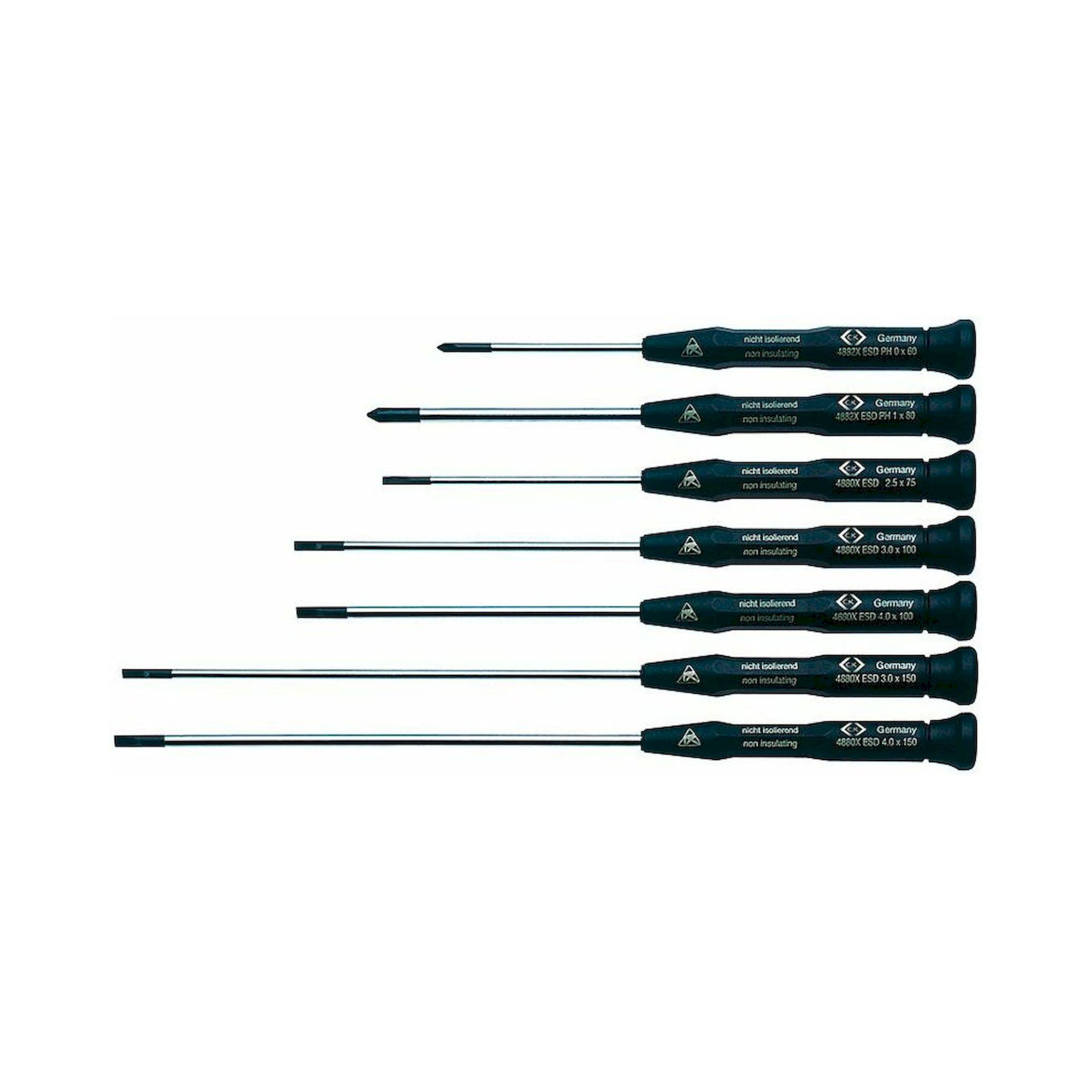 C.K T4883XESD. Xonic ESD Schraubendrehersatz Schlitz/PH, 7-teilig