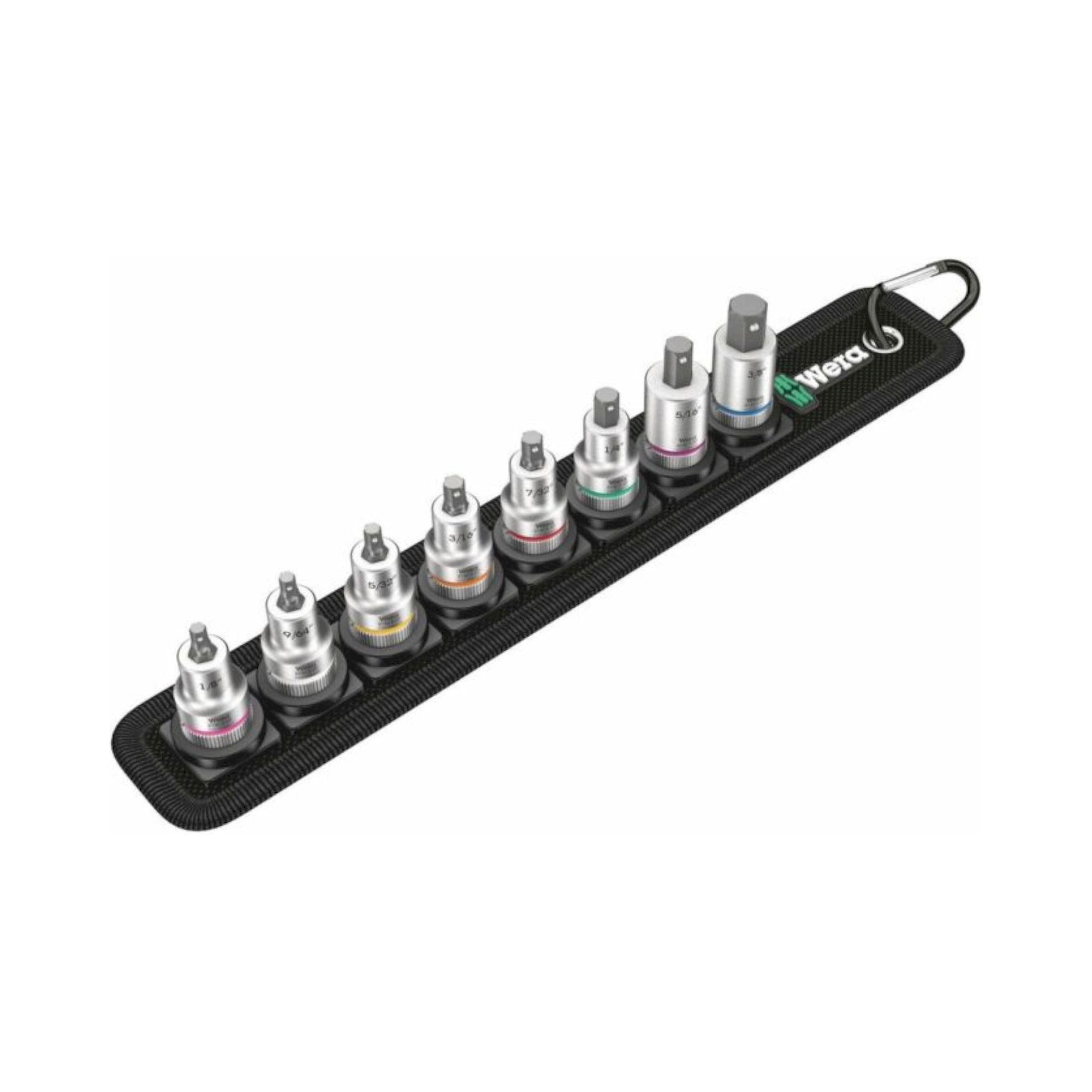 Wera 05003974001. Bitnuss-Satz Innensechskant, mit Haltefunktion, 3/8"-Antrieb, 8-teilig