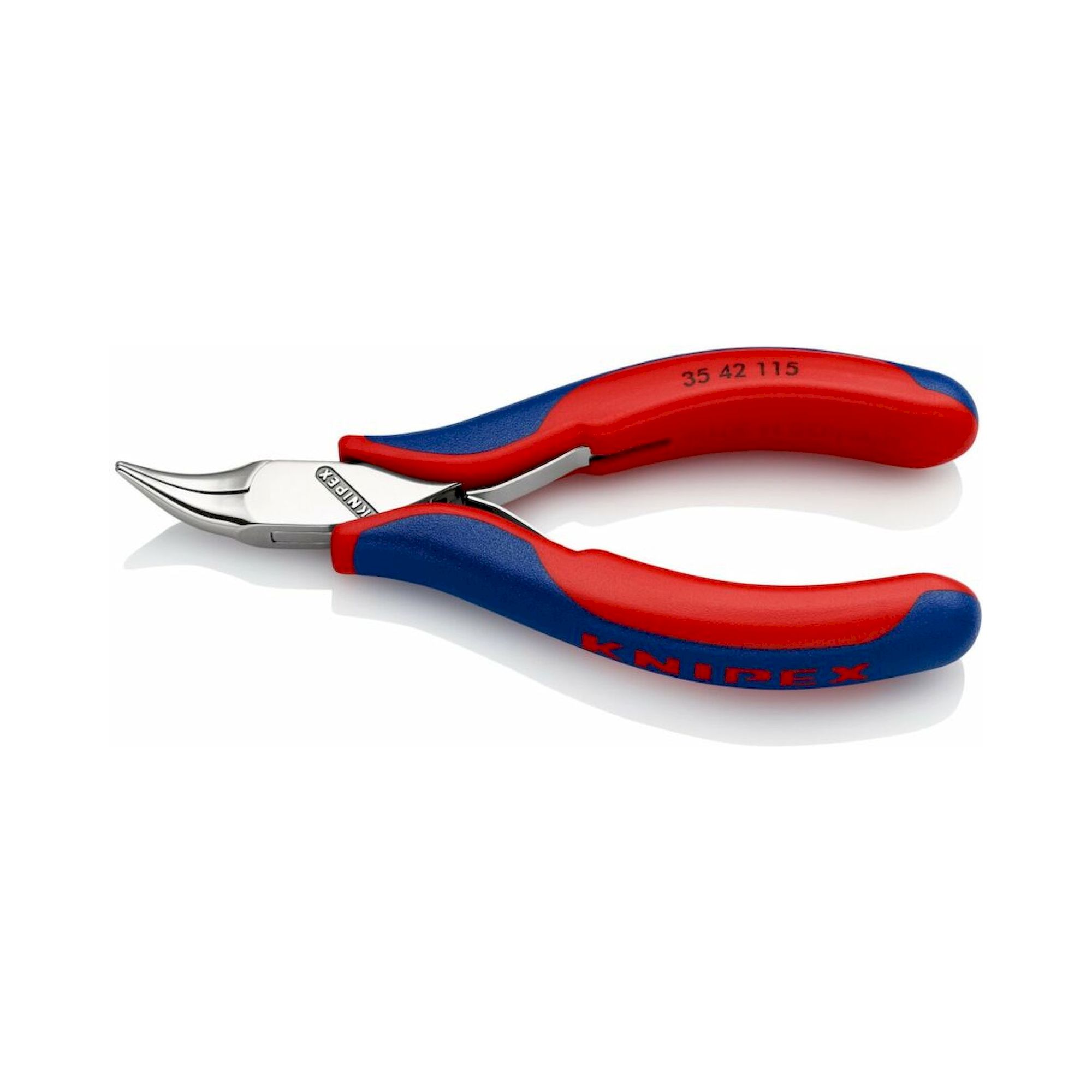 Knipex 35 42 115 SB. Elektronik-Greifzange mit Mehrkomponenten-Hüllen, 45° abgewinkelt, 115 mm (SB-Karte/Blister)