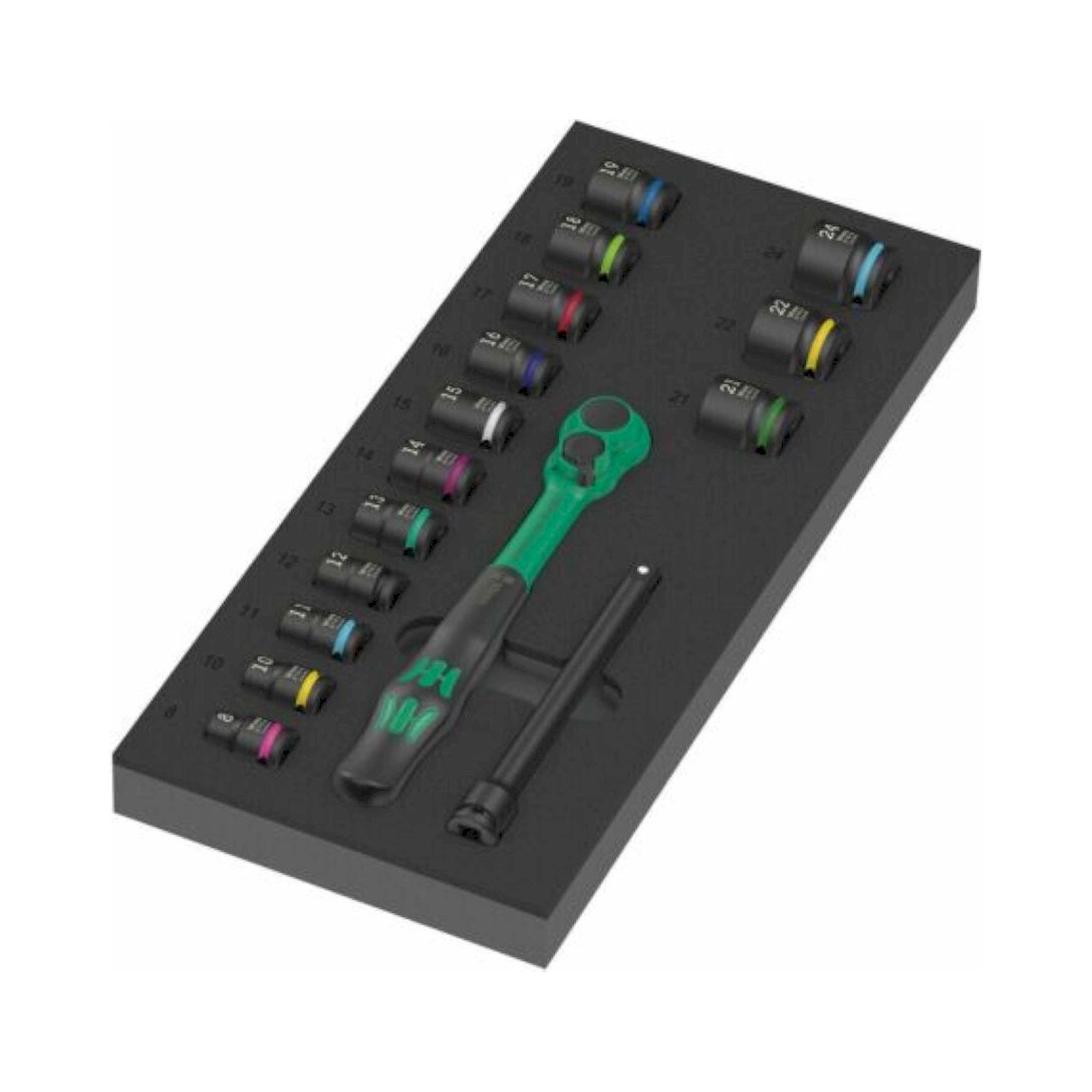 Wera 05150114001. Schaumstoffeinlage 8010 B Zyklop Comfort Knarre Set 1, 3/8", 16-teilig