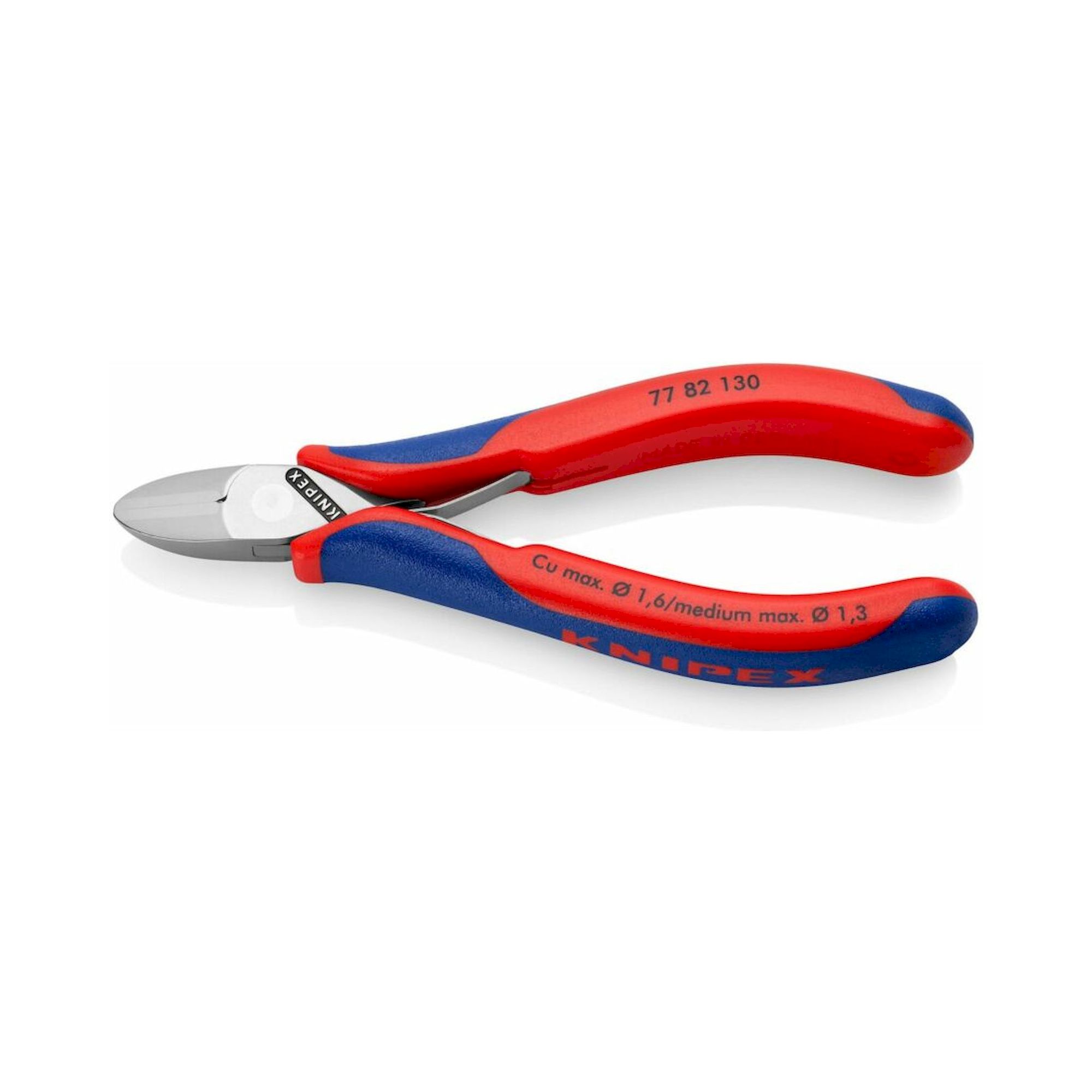 Knipex 77 82 130. Elektronik-Seitenschneider, mit rundem Kopf, ohne Facette, 130 mm