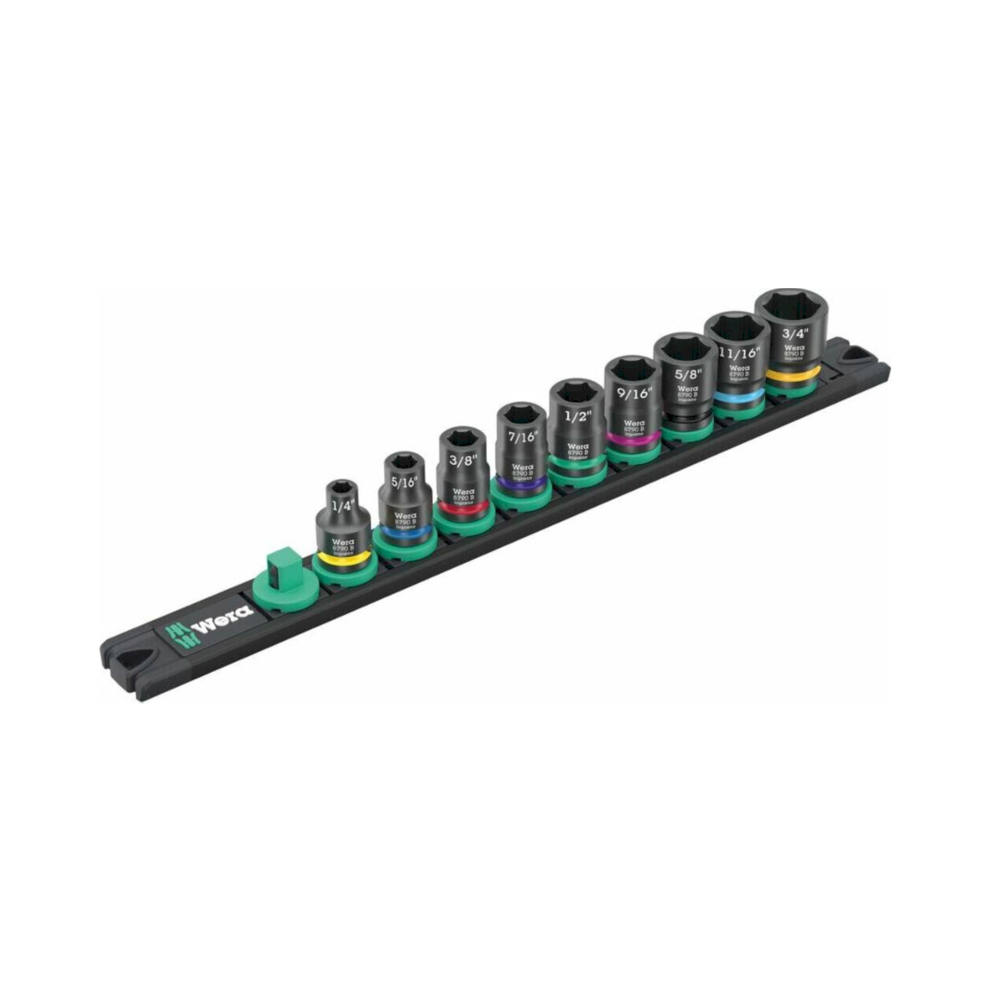 Wera 05005452001. Nuss-Magnetleiste B Impaktor Imperial 1, 9-teilig