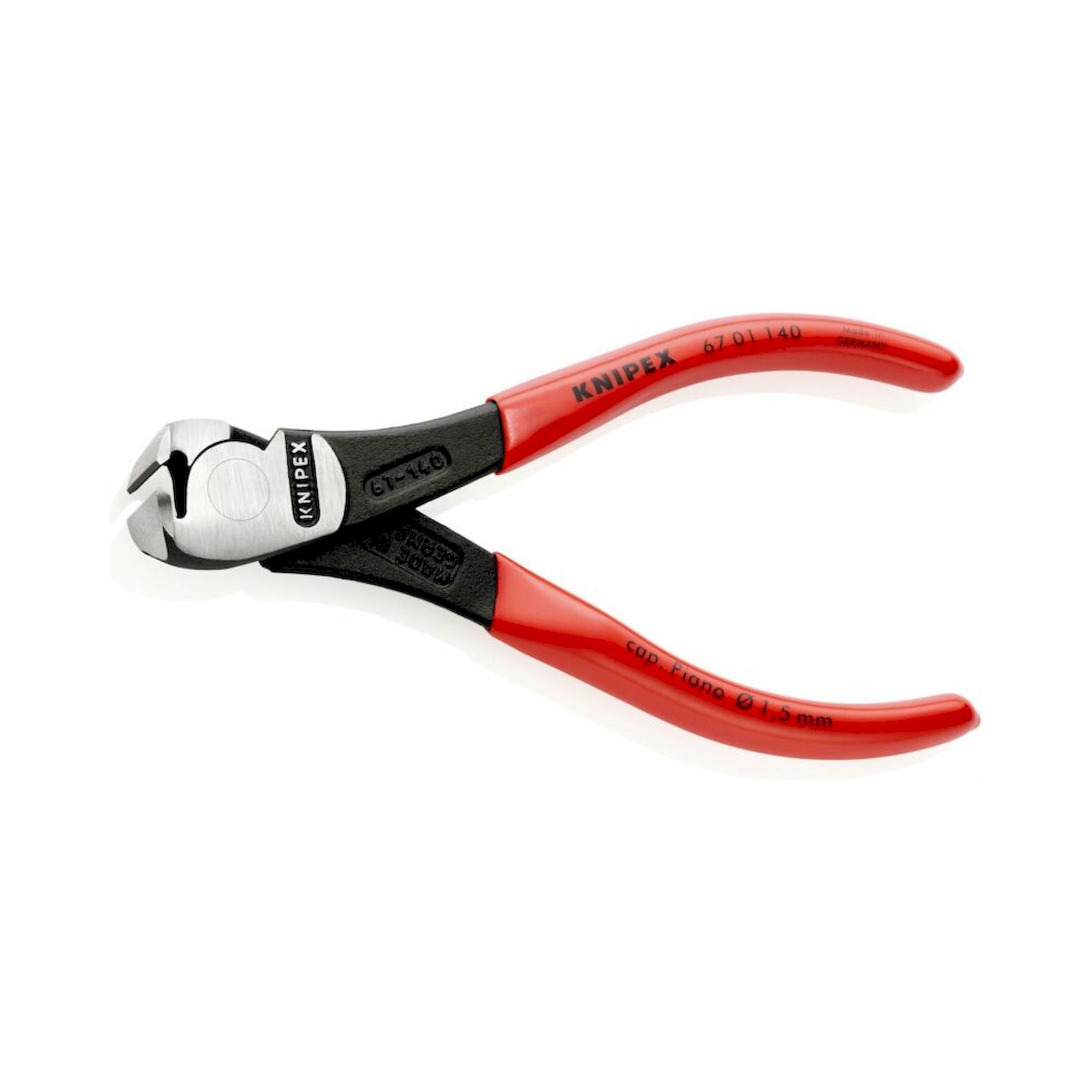Knipex 67 01 140 SB. Kraft-Vornschneider mit Kunststoff überzogen, schwarz atramentiert, 140 mm (SB-Karte/Blister)