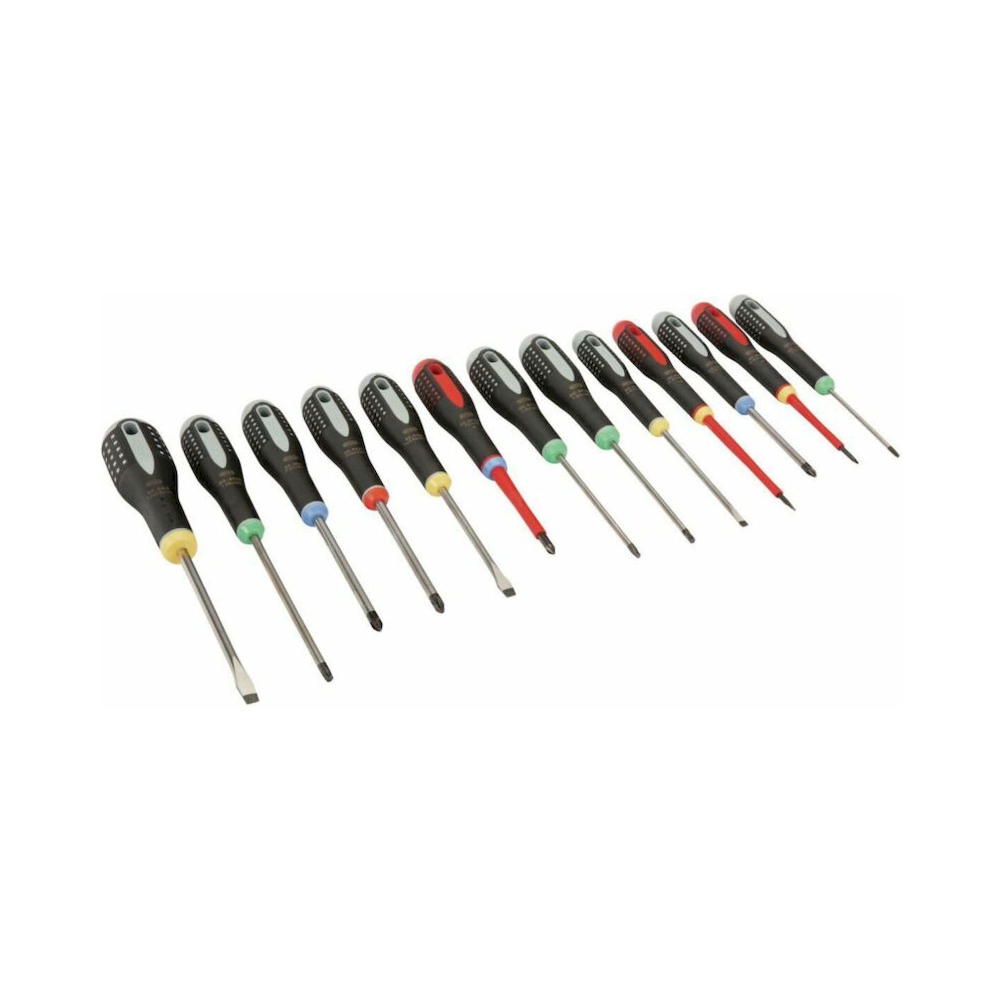 Bahco BE-9875. ERGO™ Schraubendreher-Satz für Schlitz-, Phillips-, Pozidriv- und TORX®-Schrauben mit Gummigriff, 13-teilig